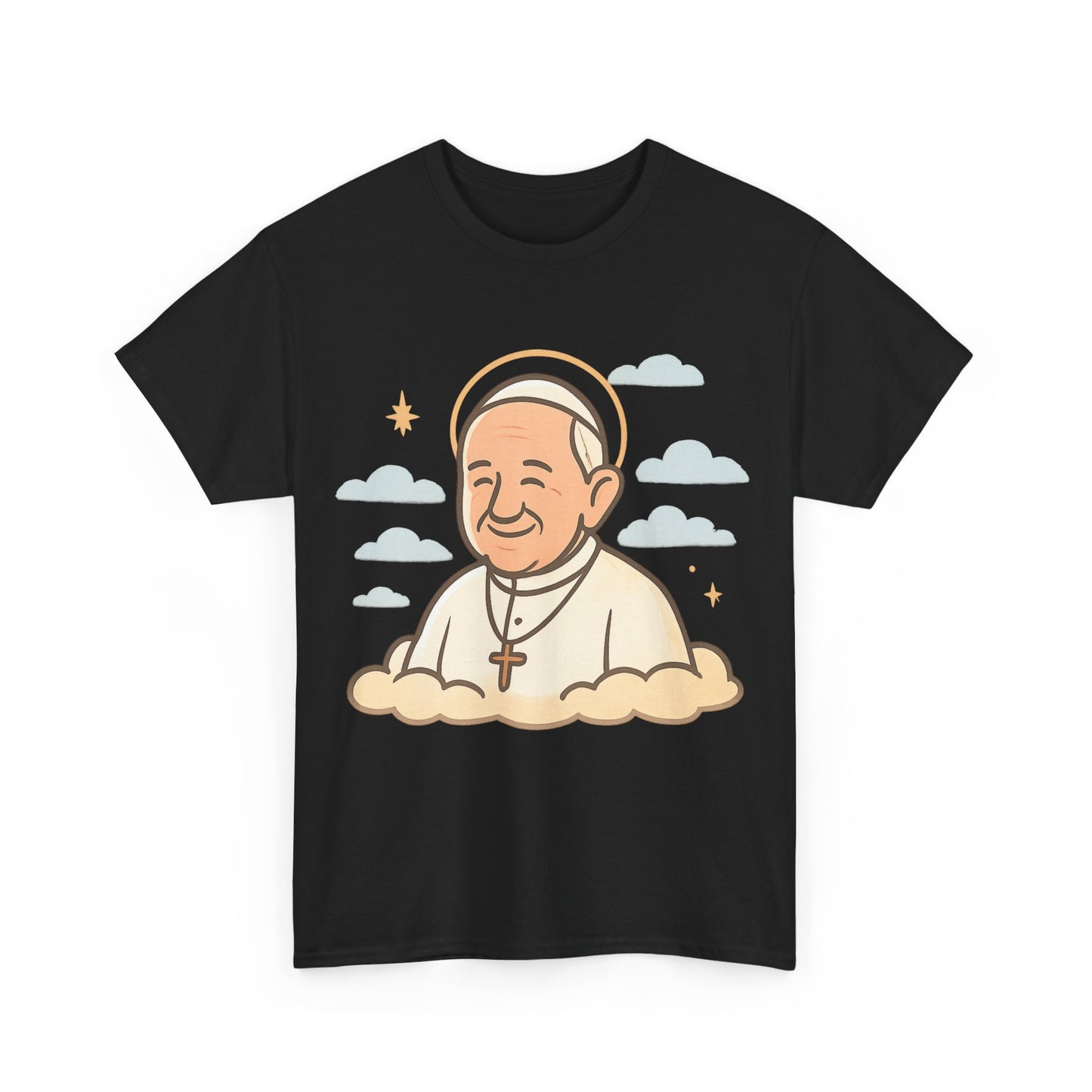 El Papa Francisco celestial en la nube | Ilustración de dibujos animados de homenaje pacífico