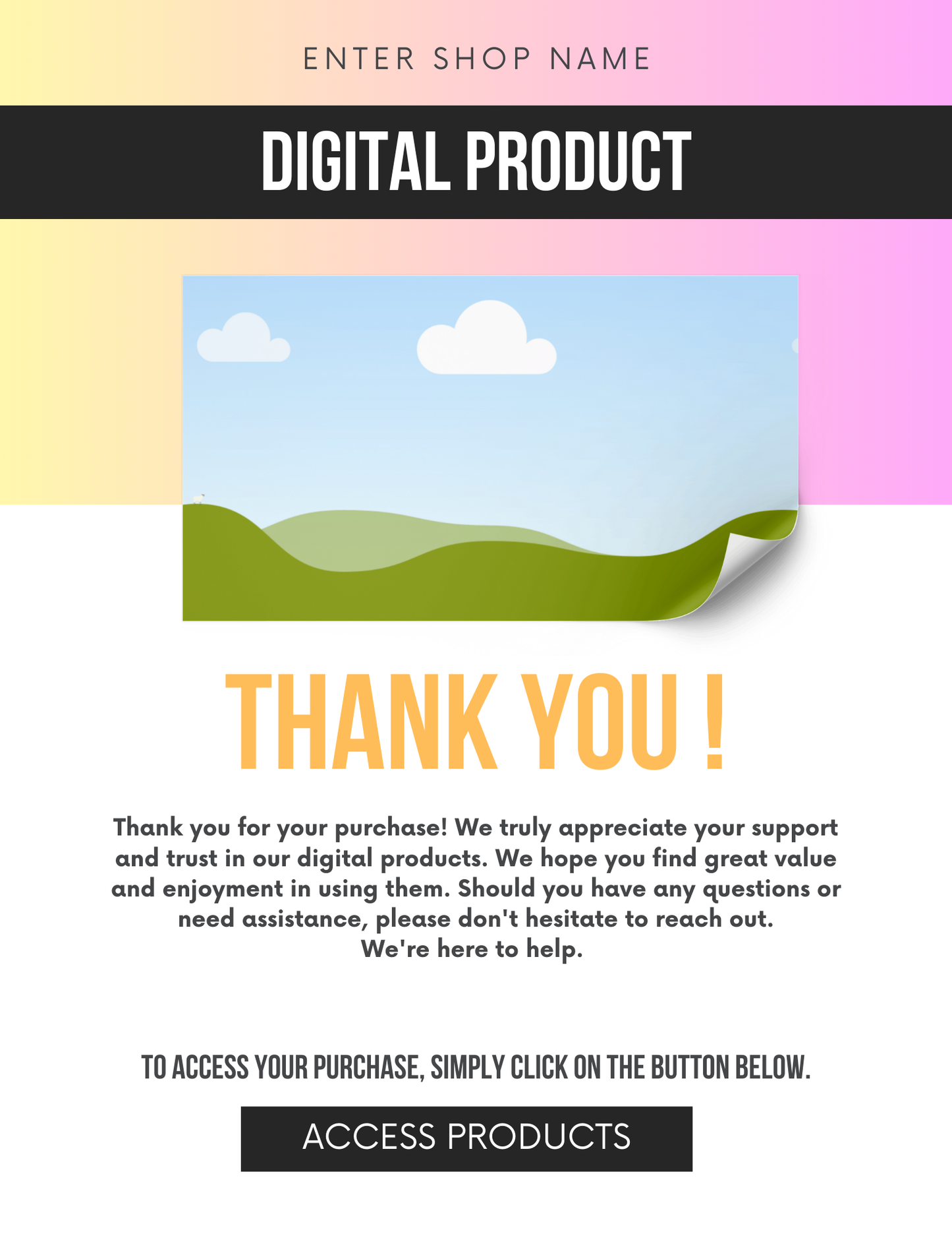 Digital Product Download Template Editable Canva Design for Businesses