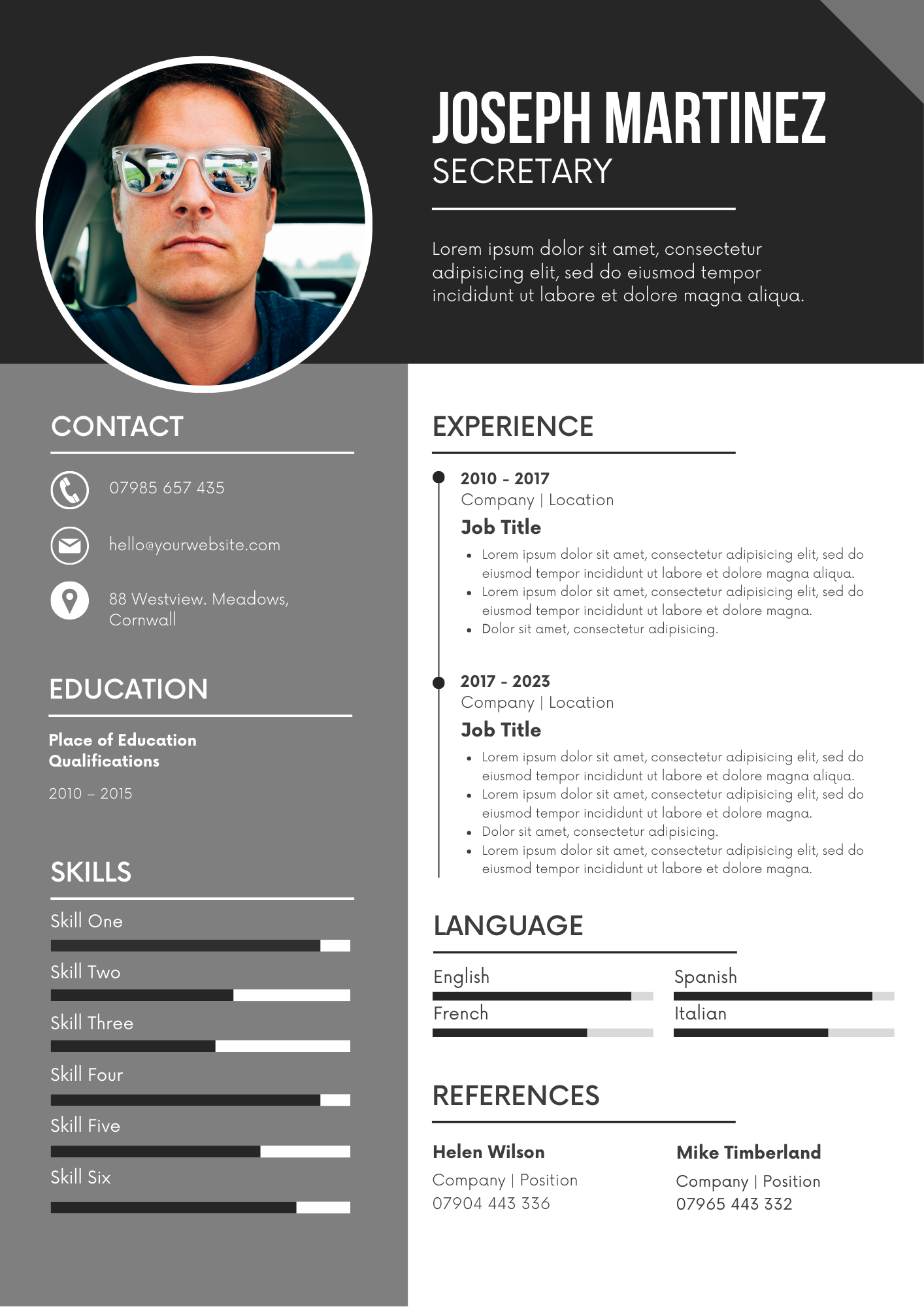 CV Templates Editable Canva Template for Professional Resumes