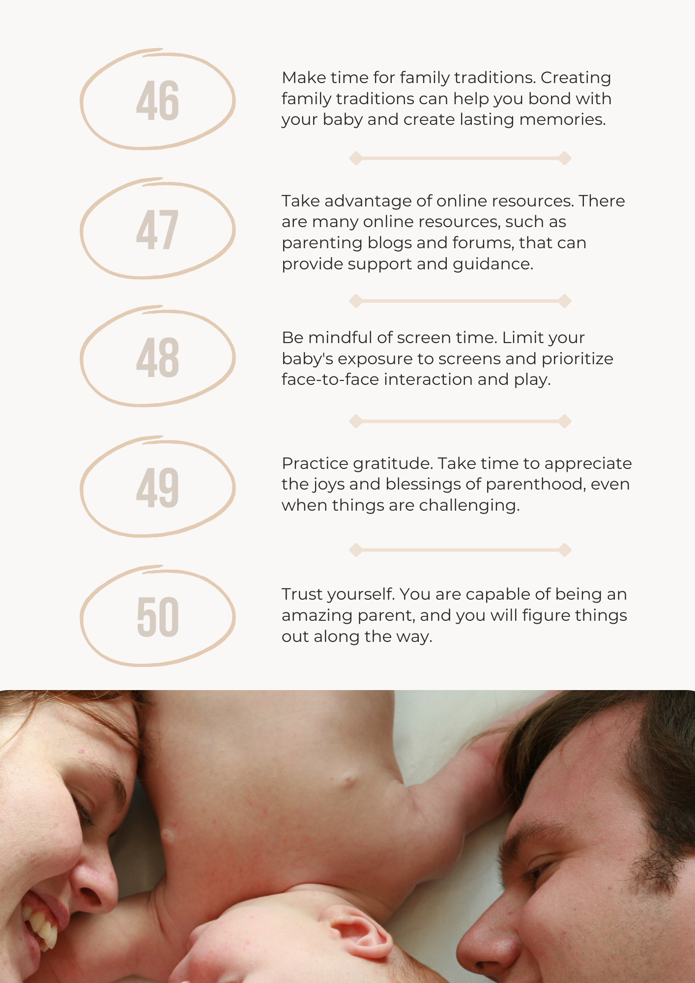 50 Tips for New Parents Canva Free Editable Template