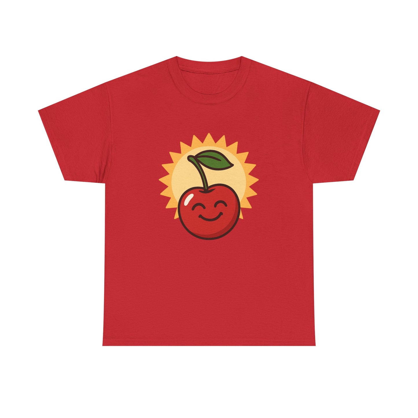 La vida es cereza, dulce arte de diseño italiano, ilustración de cereza feliz con sol