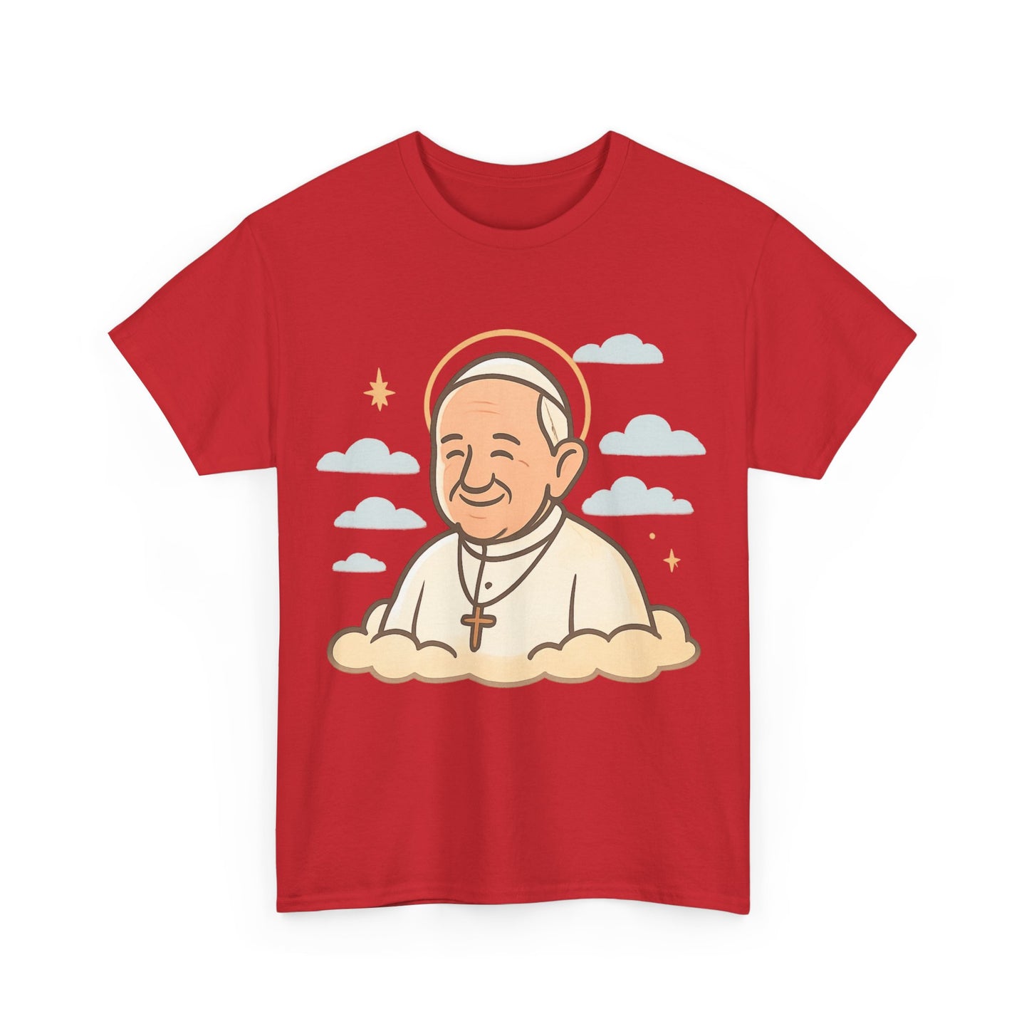 El Papa Francisco celestial en la nube | Ilustración de dibujos animados de homenaje pacífico