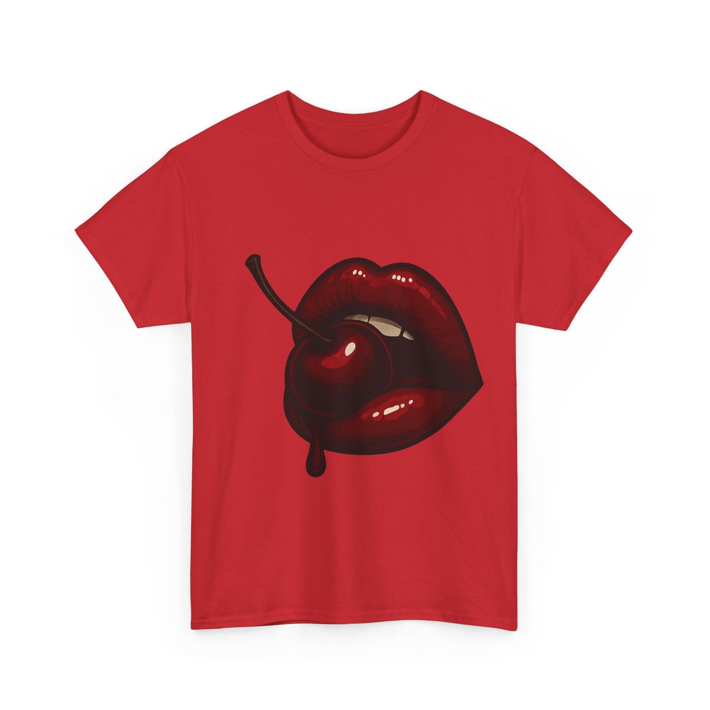 Labios de cereza seductores, diseño italiano, arte retro glam, bocado de fruta oscura