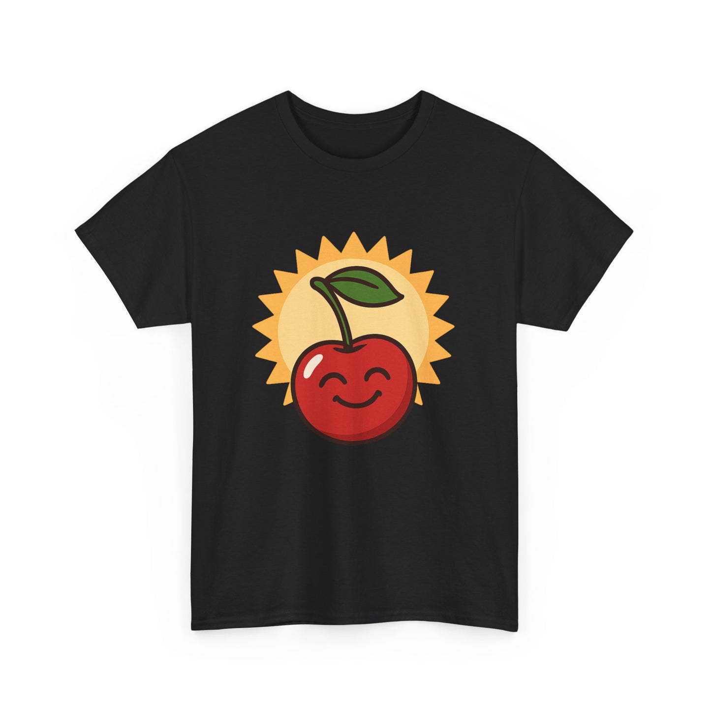 La vida es cereza, dulce arte de diseño italiano, ilustración de cereza feliz con sol