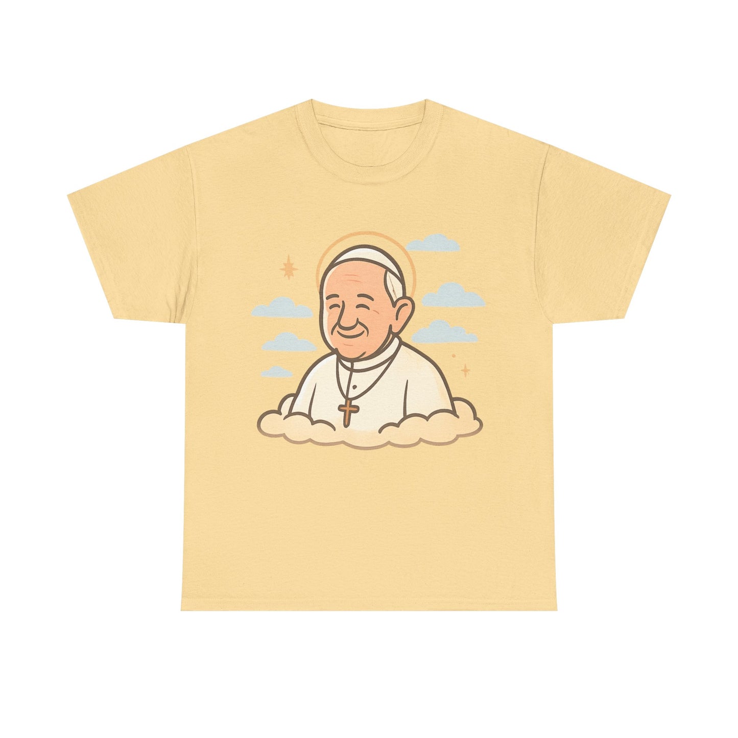 El Papa Francisco celestial en la nube | Ilustración de dibujos animados de homenaje pacífico