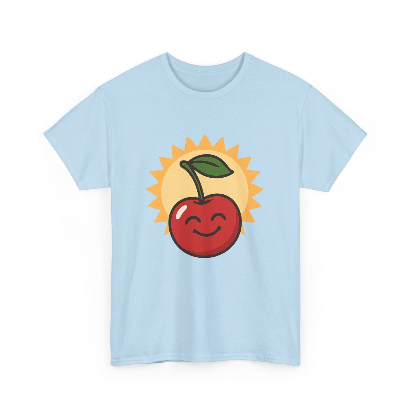 La vida es cereza, dulce arte de diseño italiano, ilustración de cereza feliz con sol