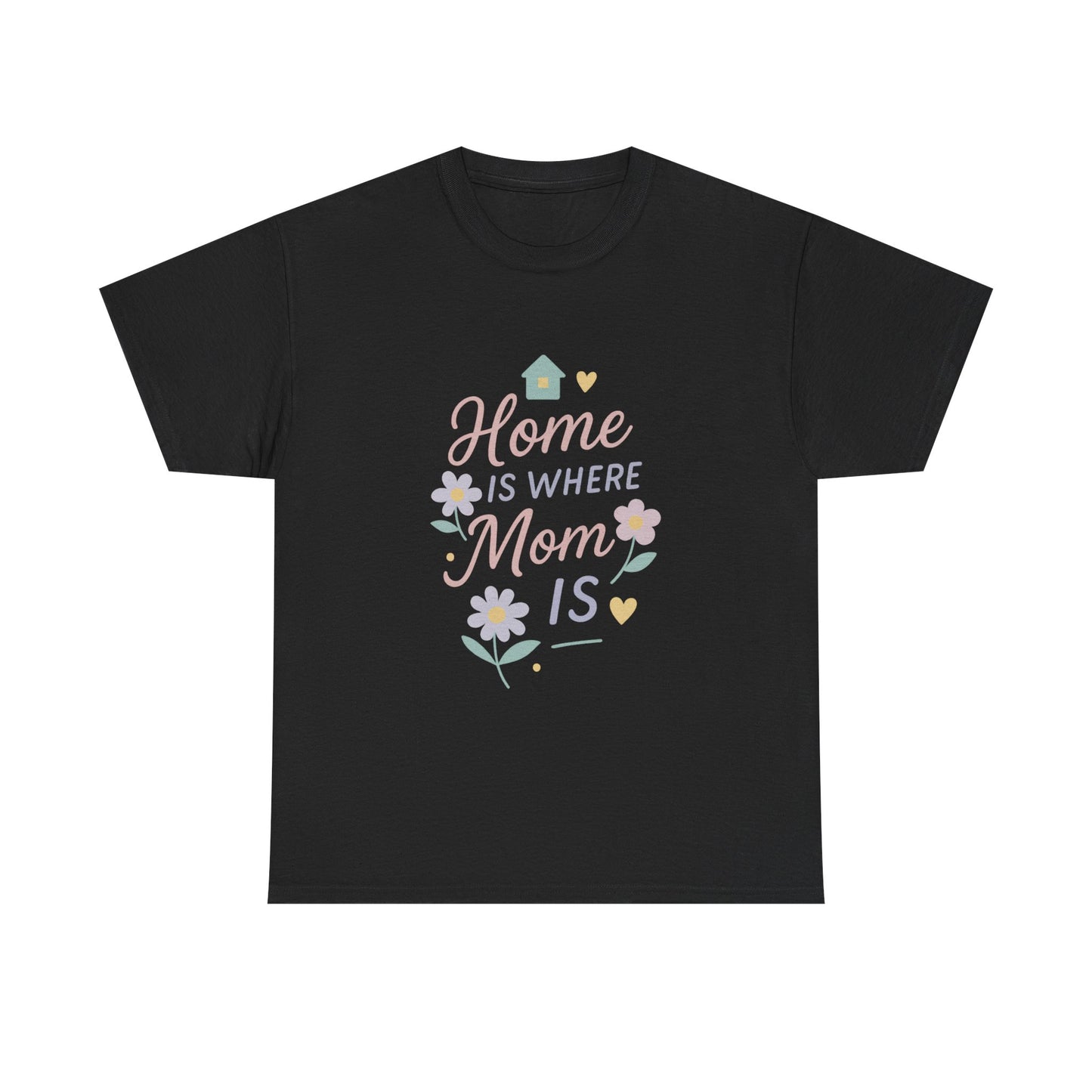 Diseño de arte de pared imprimible con frase "El hogar es donde está mamá" para el Día de la Madre.