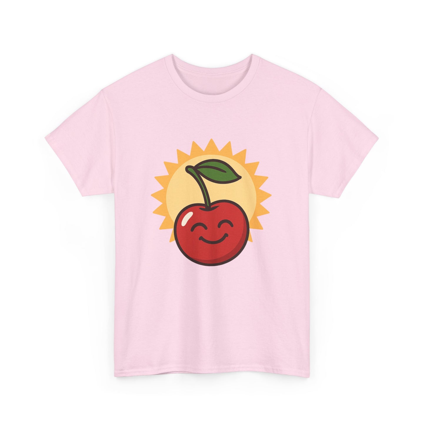 La vida es cereza, dulce arte de diseño italiano, ilustración de cereza feliz con sol