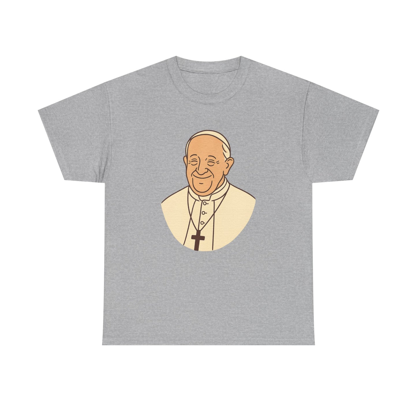 Retrato minimalista kawaii del Papa Francisco | Ilustración transparente de color suave