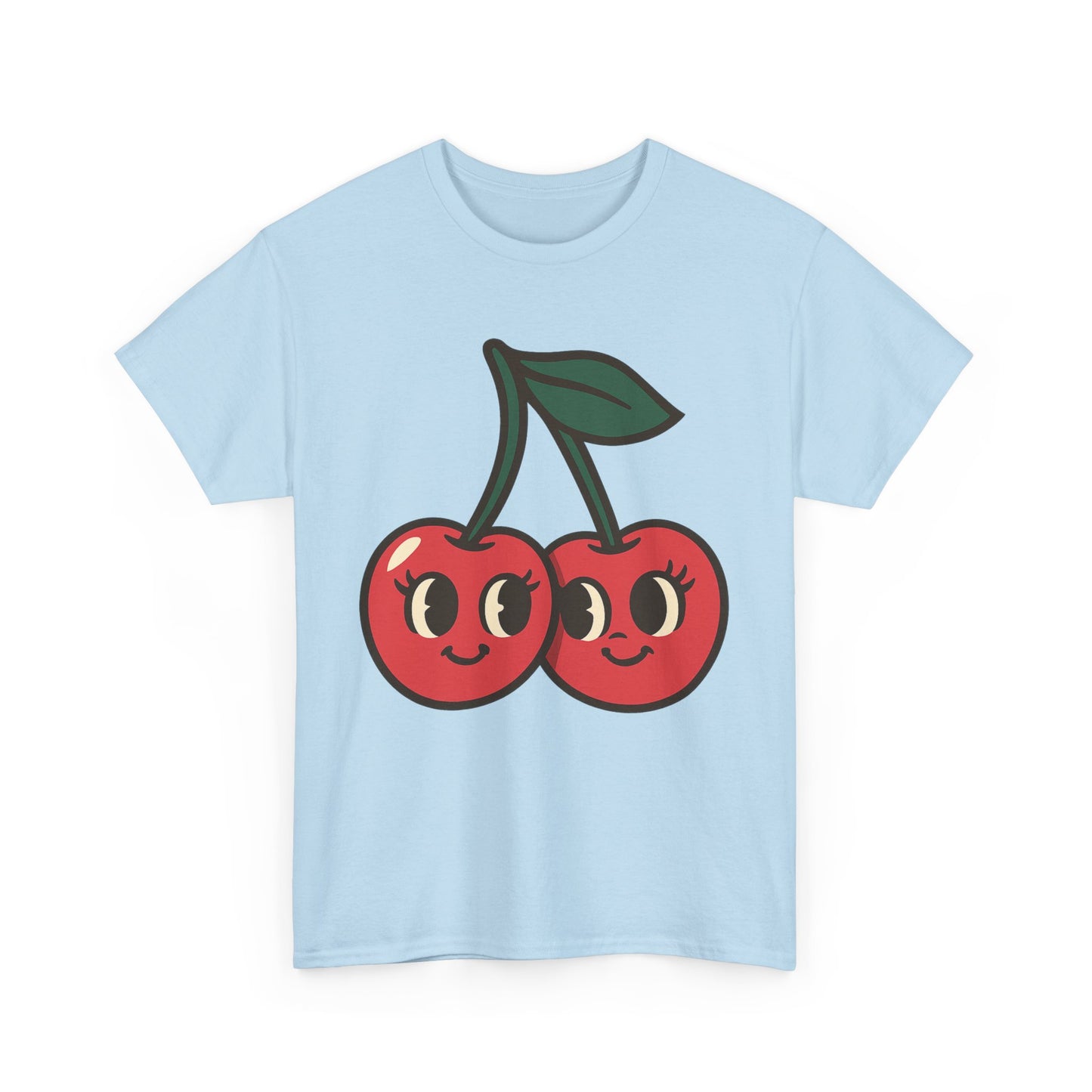 Cerezas lindas, diseño italiano, arte, estilo retro de dibujos animados, fruta con pestañas