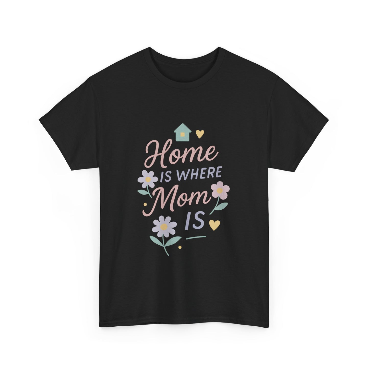 Diseño de arte de pared imprimible con frase "El hogar es donde está mamá" para el Día de la Madre.
