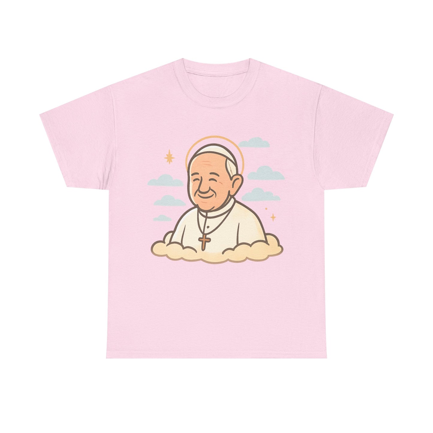 El Papa Francisco celestial en la nube | Ilustración de dibujos animados de homenaje pacífico