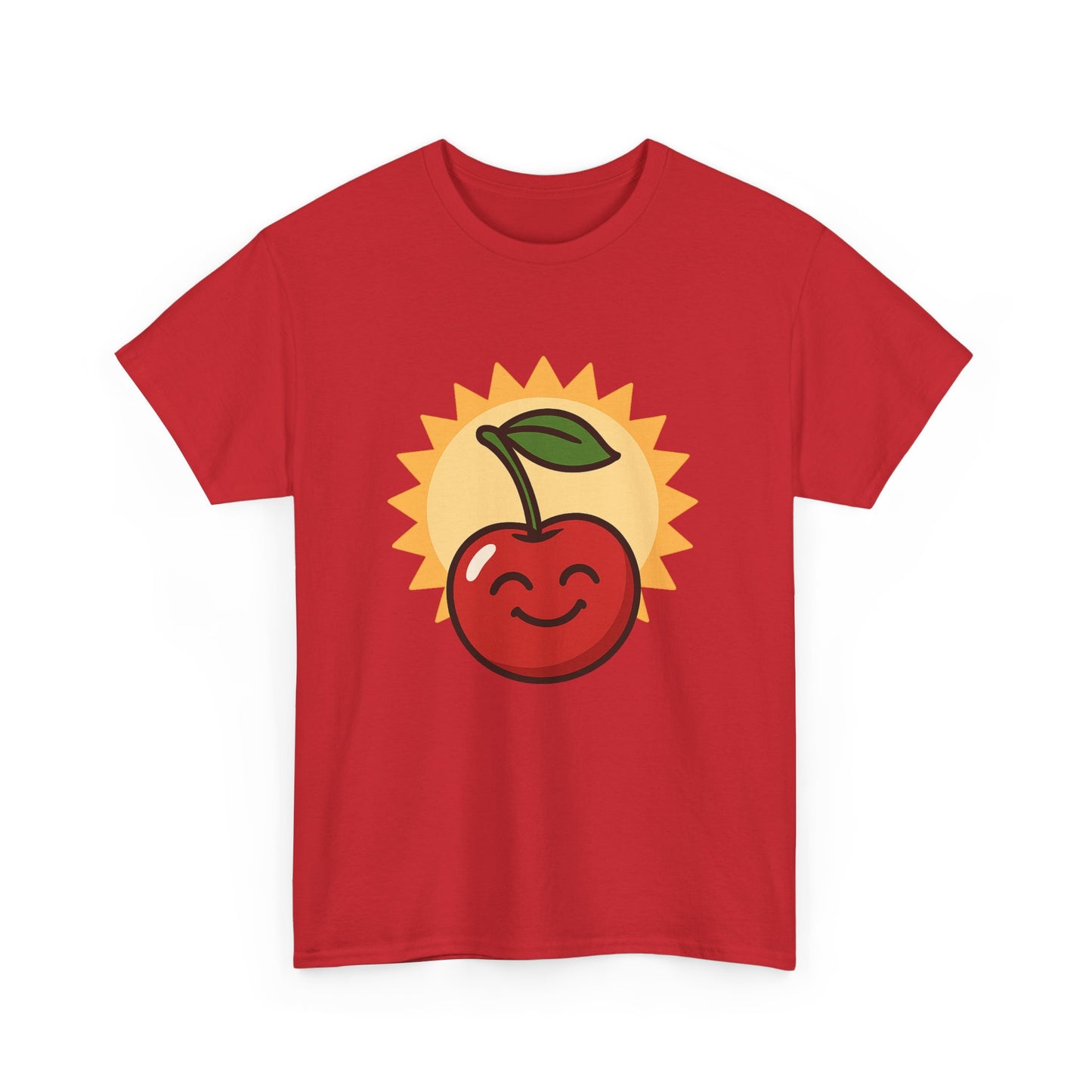 La vida es cereza, dulce arte de diseño italiano, ilustración de cereza feliz con sol