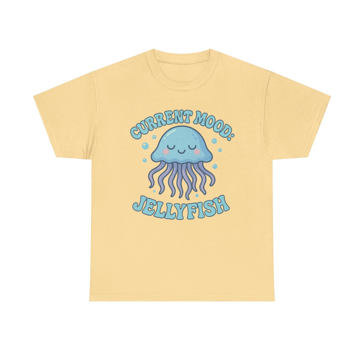 Camiseta de medusas con estado de ánimo actual, lindo diseño de animales marinos en tonos pastel con ambiente oceánico
