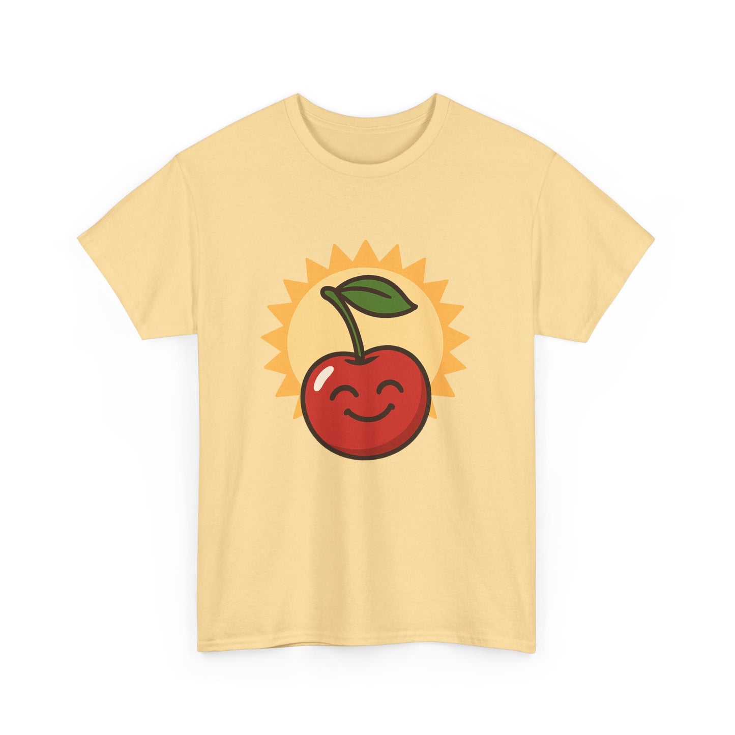 La vida es cereza, dulce arte de diseño italiano, ilustración de cereza feliz con sol