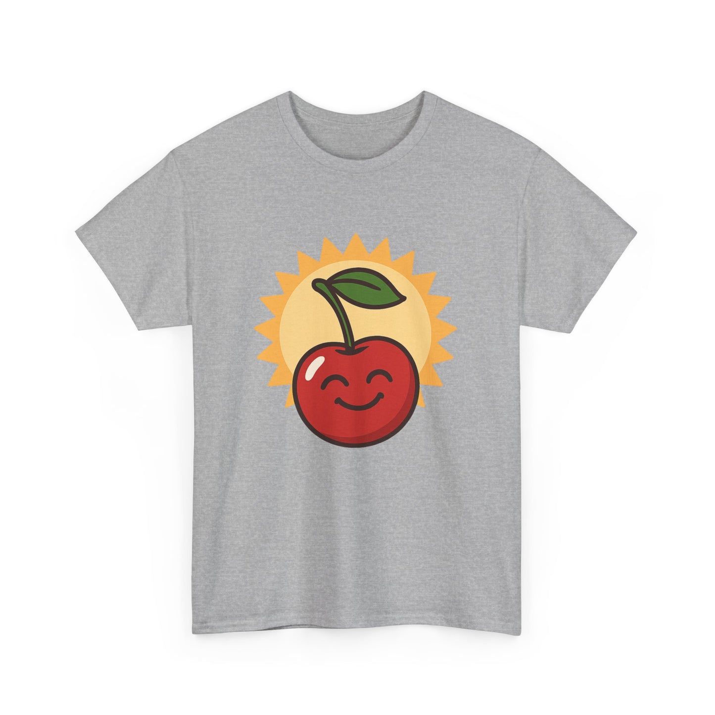 La vida es cereza, dulce arte de diseño italiano, ilustración de cereza feliz con sol