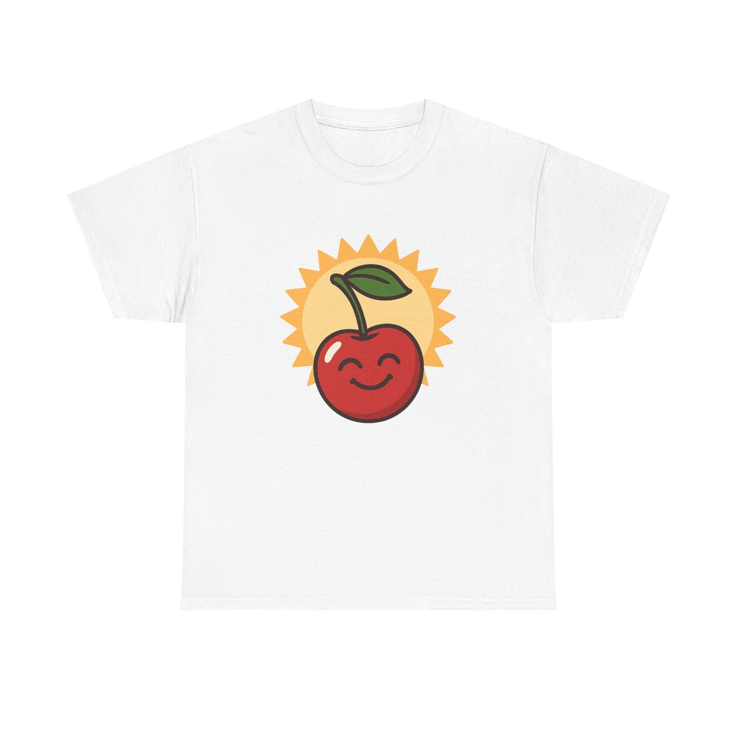 La vida es cereza, dulce arte de diseño italiano, ilustración de cereza feliz con sol