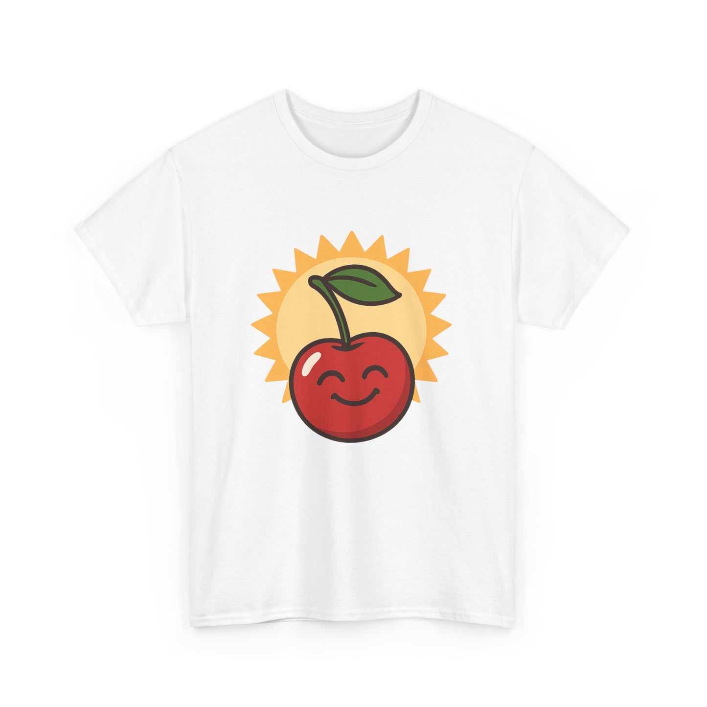 La vida es cereza, dulce arte de diseño italiano, ilustración de cereza feliz con sol