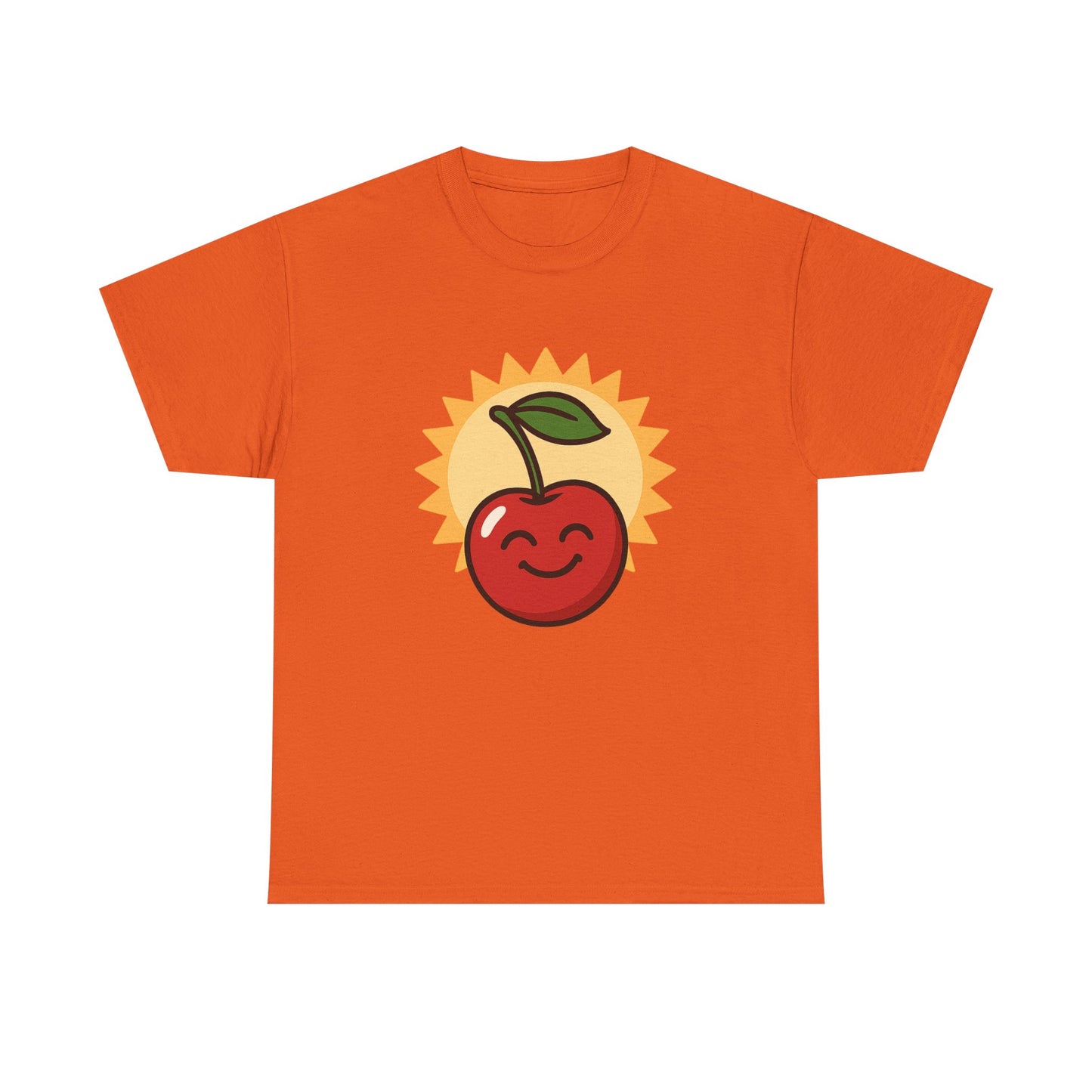 La vida es cereza, dulce arte de diseño italiano, ilustración de cereza feliz con sol