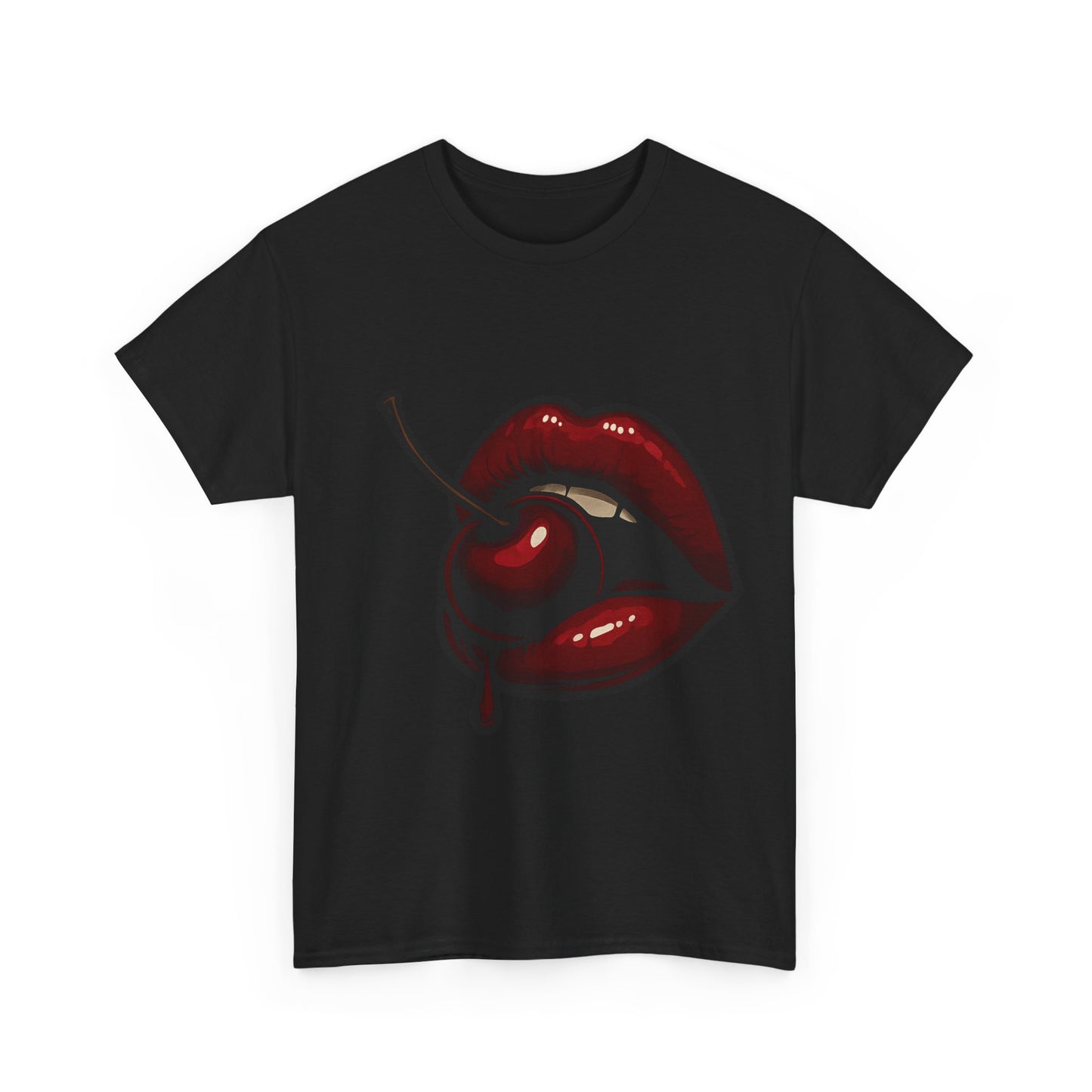 Labios de cereza seductores, diseño italiano, arte retro glam, bocado de fruta oscura