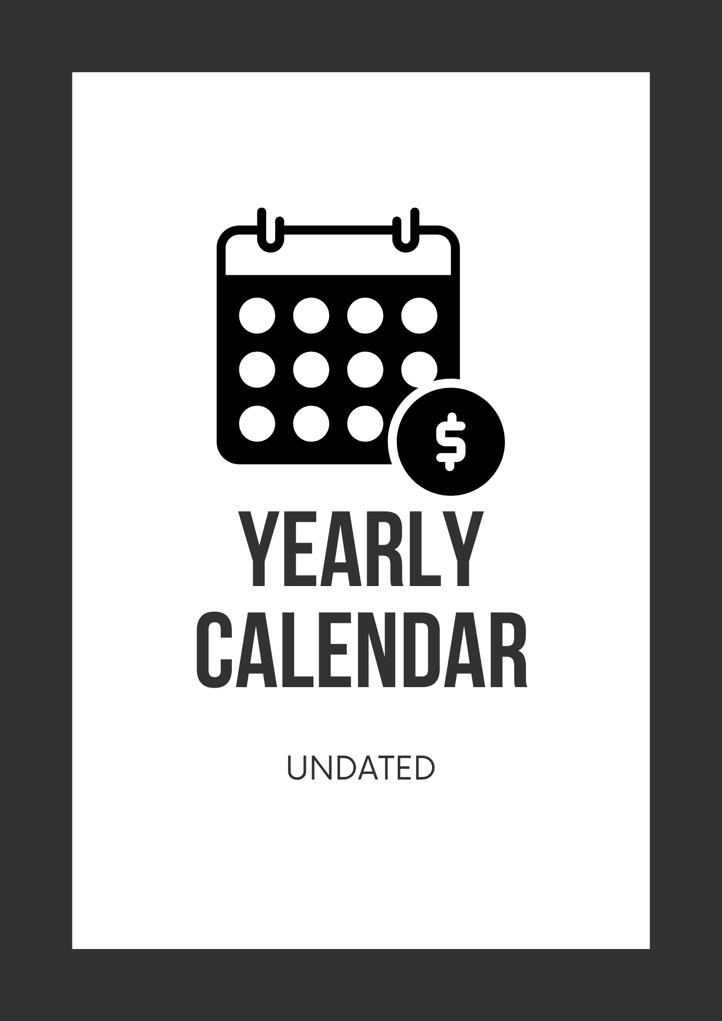 Yearly Calendar Undated Canva Free Editable Template