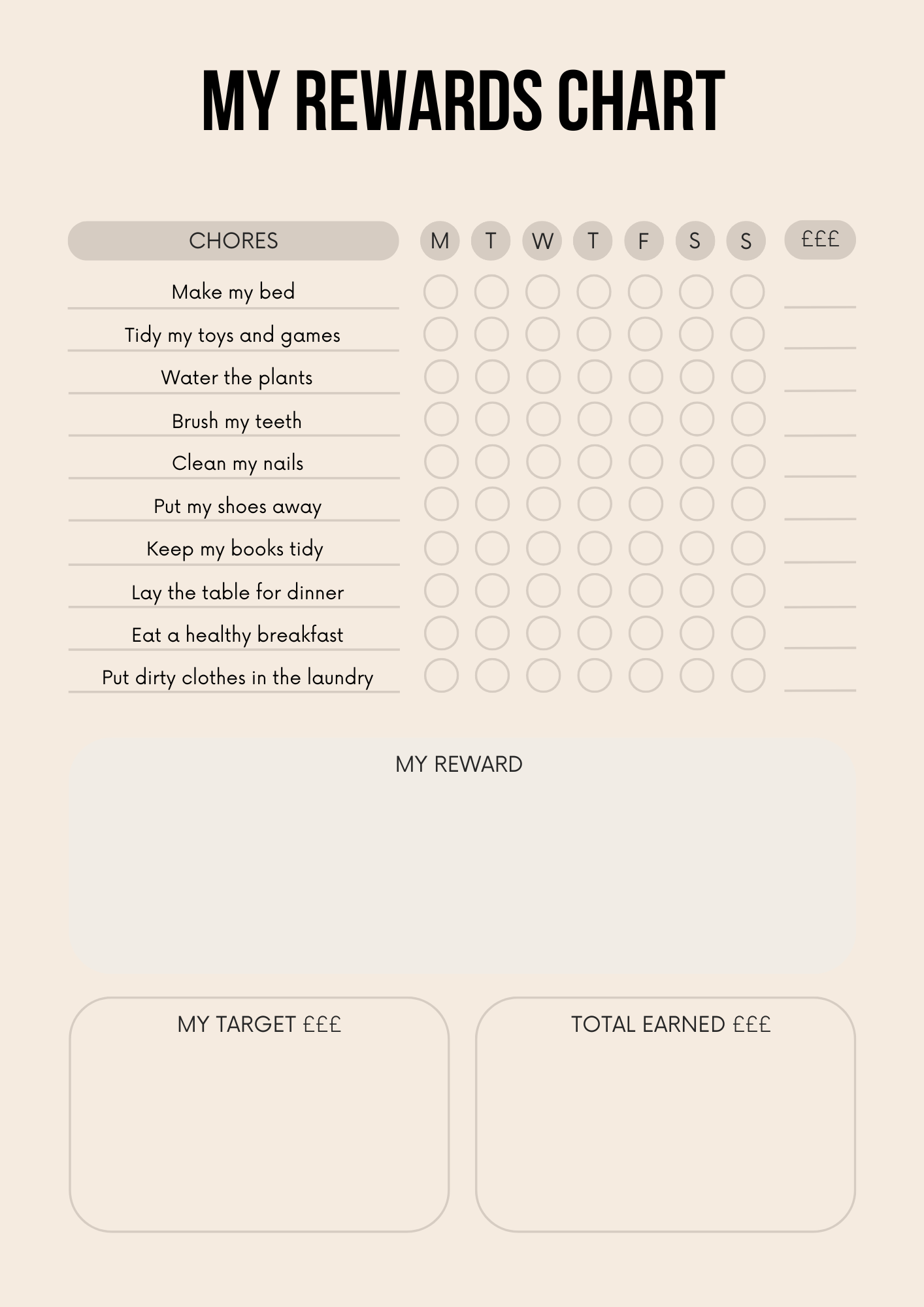 Reward Charts Bundle Canva Free Editable Template
