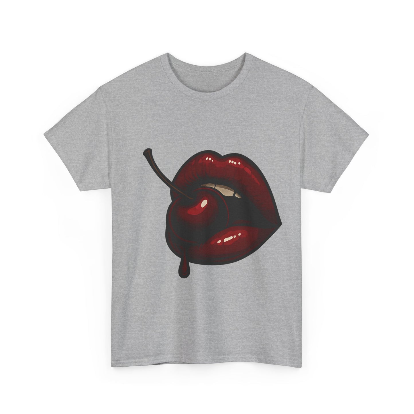Labios de cereza seductores, diseño italiano, arte retro glam, bocado de fruta oscura