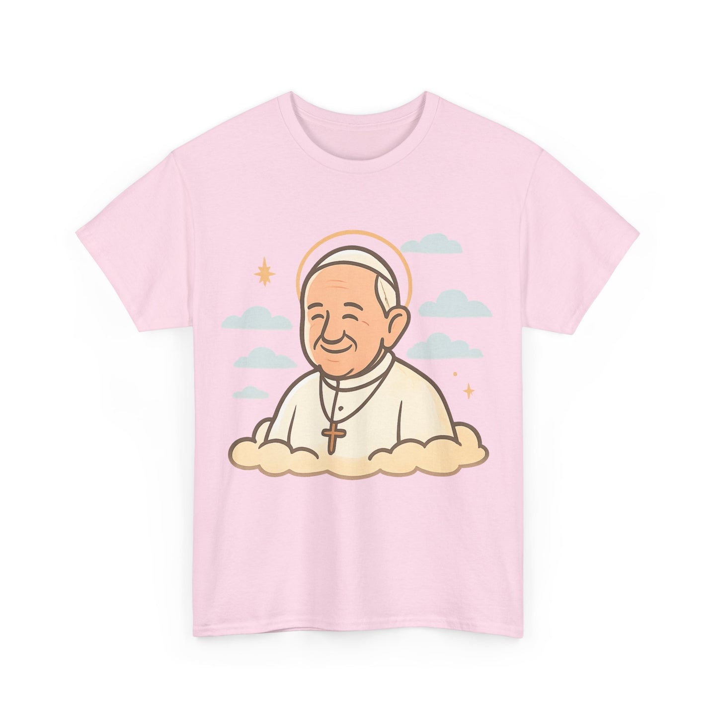 El Papa Francisco celestial en la nube | Ilustración de dibujos animados de homenaje pacífico