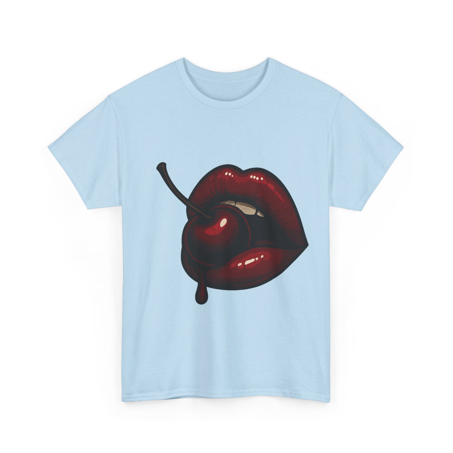 Labios de cereza seductores, diseño italiano, arte retro glam, bocado de fruta oscura