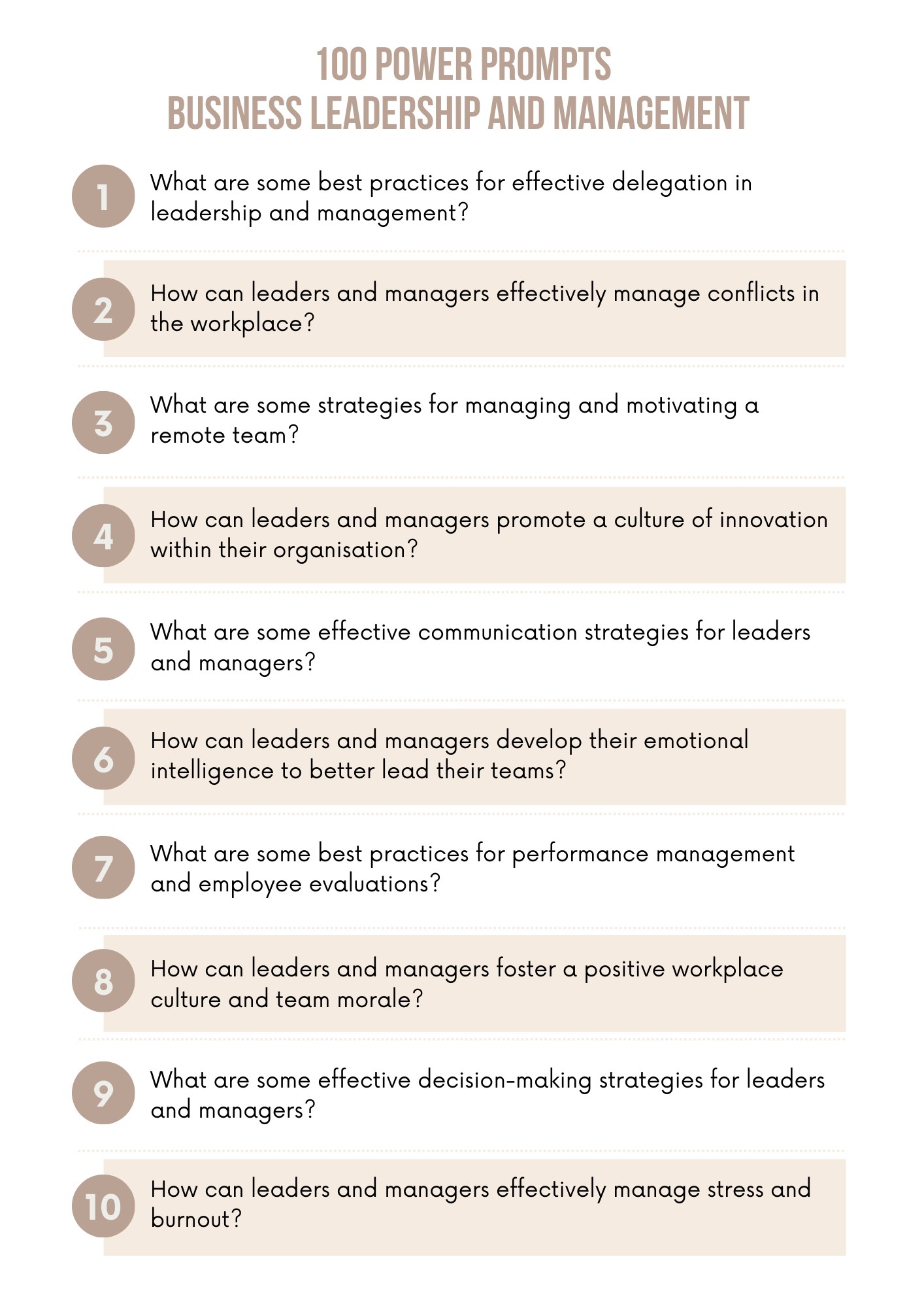 Chat GPT Power Prompts Business Leadership and Management