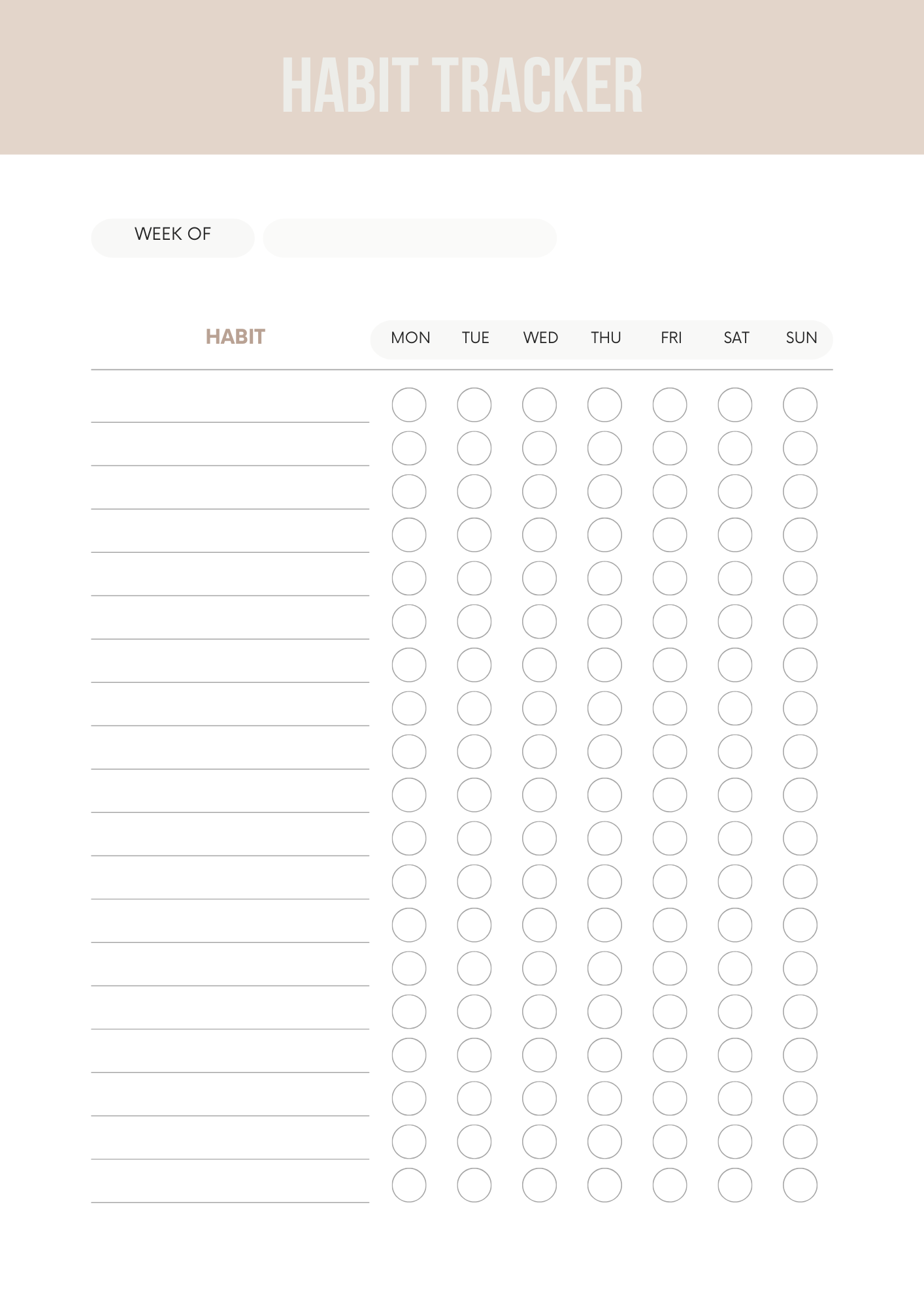 Habit Trackers Editable Canva Free Template for Daily Routine Planning