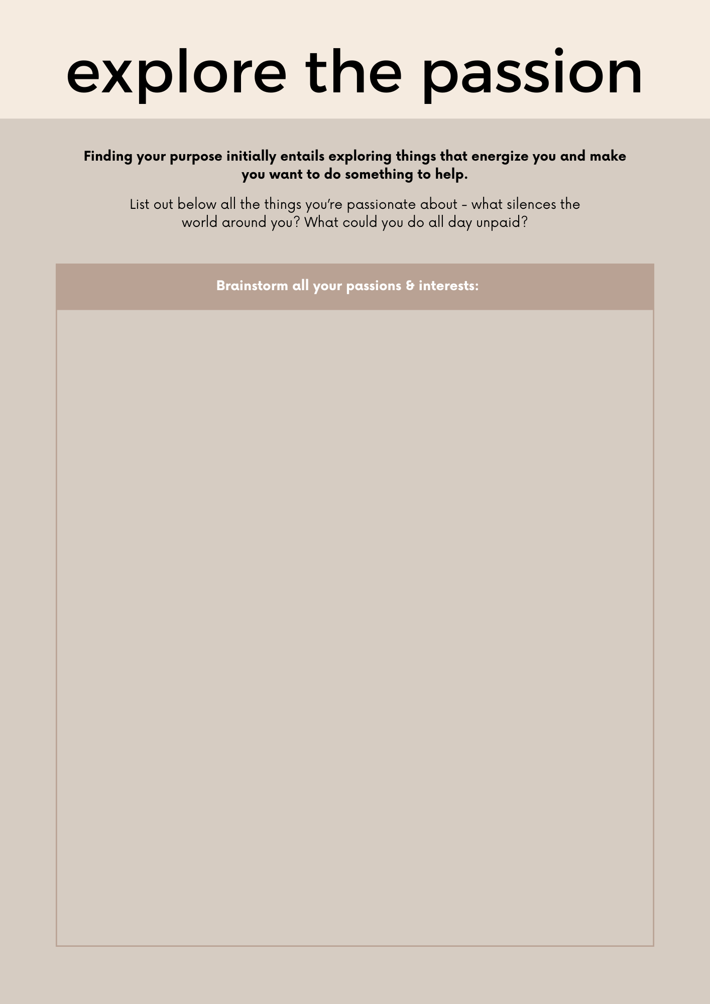 Find Your Passion Journal & Workbook Self-Discovery Guide with Canva Editable Templates