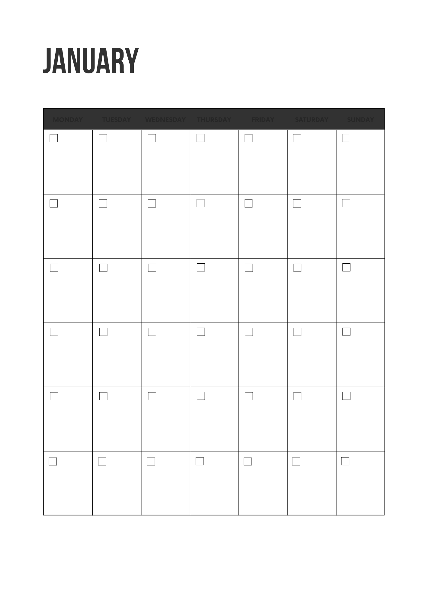 Yearly Calendar Undated Canva Free Editable Template