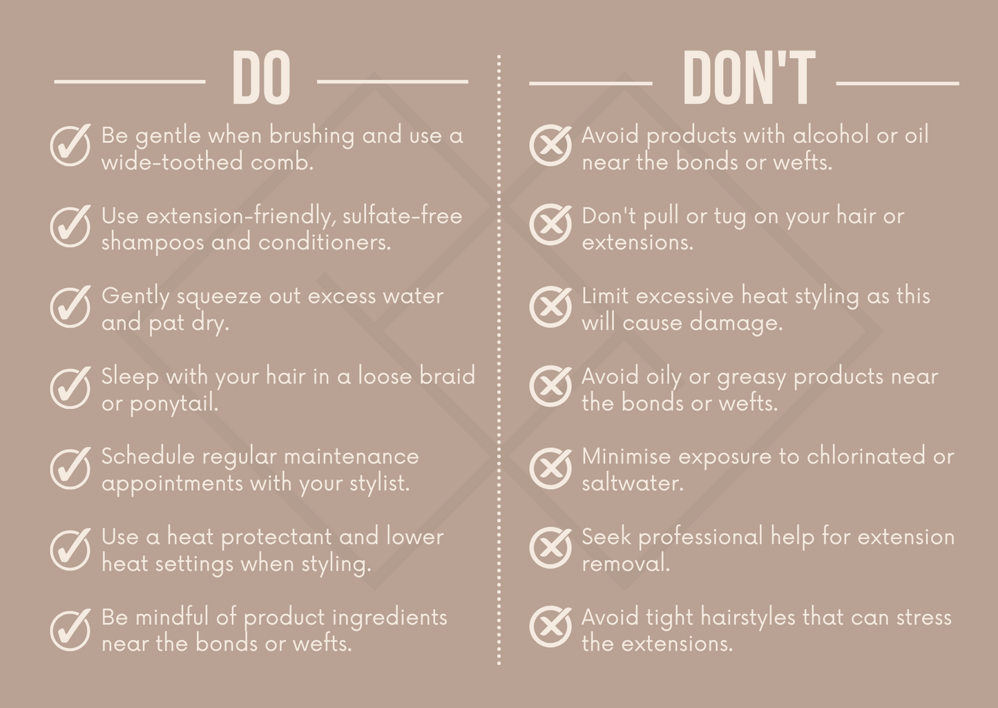Hair Extensions Care Card Canva Template – Editable Aftercare Card for Clients