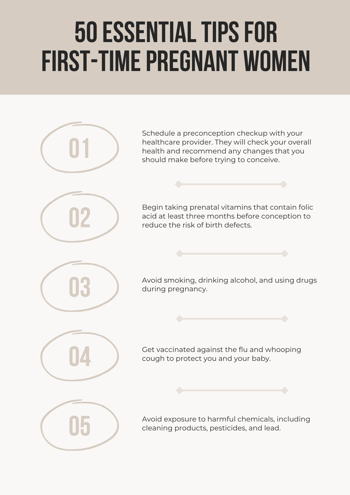50 Tips for First-Time Pregnant Women Editable Canva Template Prenatal Care