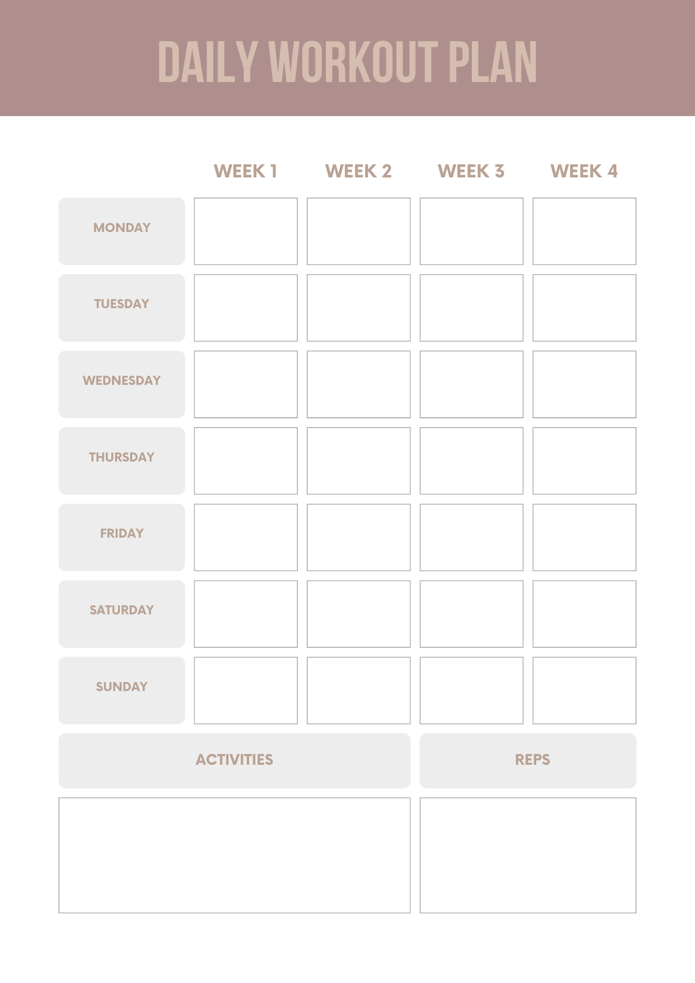 Fitness Planner Canva Free Editable Template