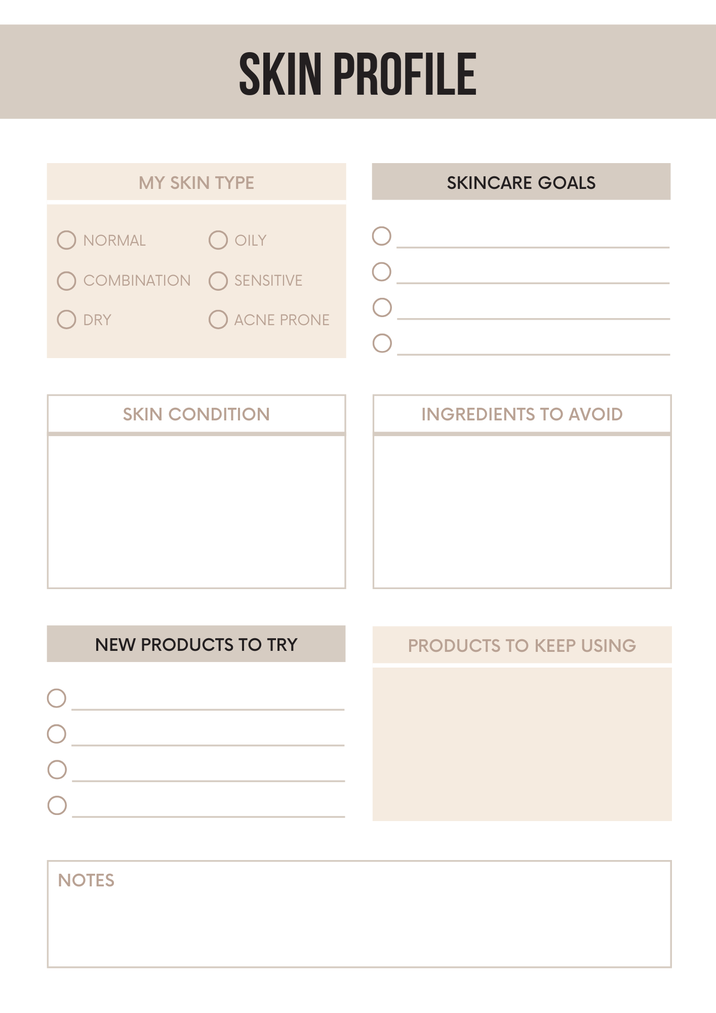 Skin Care Planner Editable Canva Template for Beauty Routines Tracking