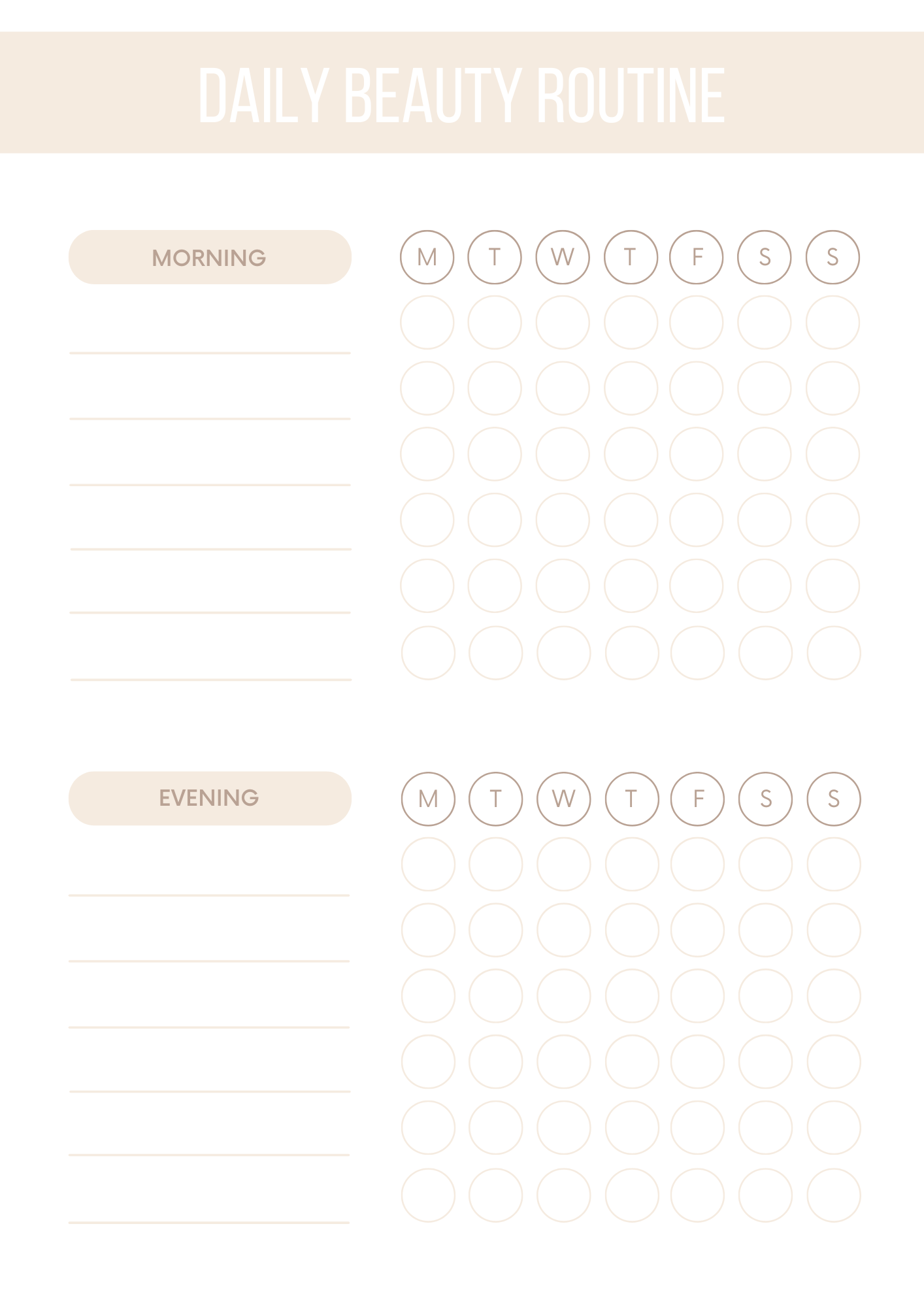 Beauty Planner Editable Canva Template for Skincare Routine