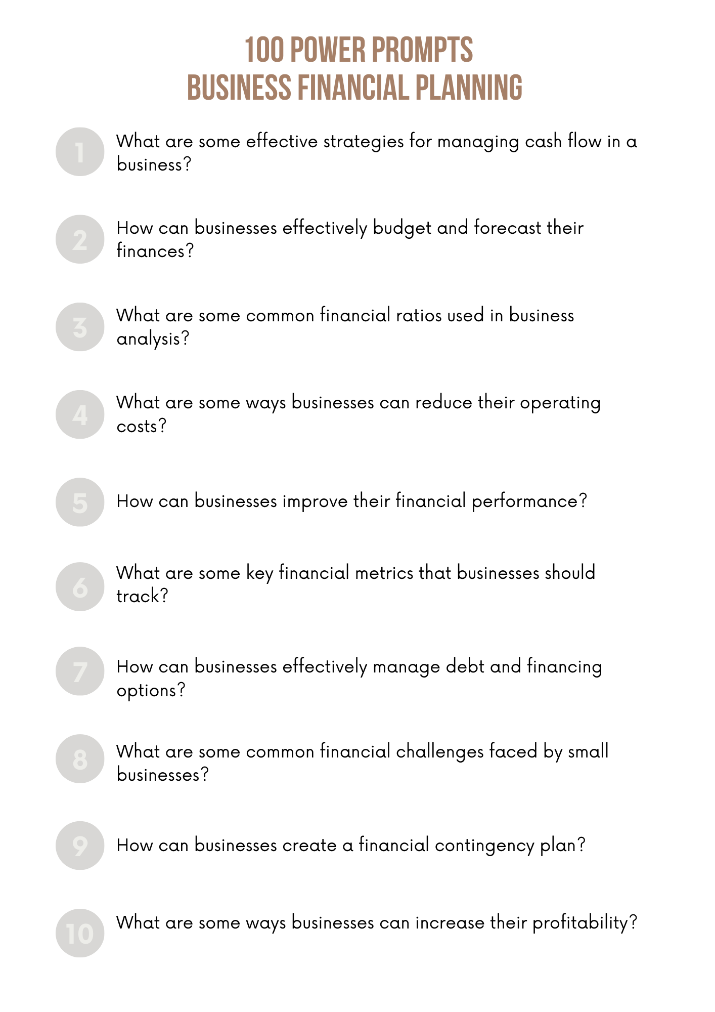 ChatGPT Power Prompts for Business Financial Planning Editable Canva Template