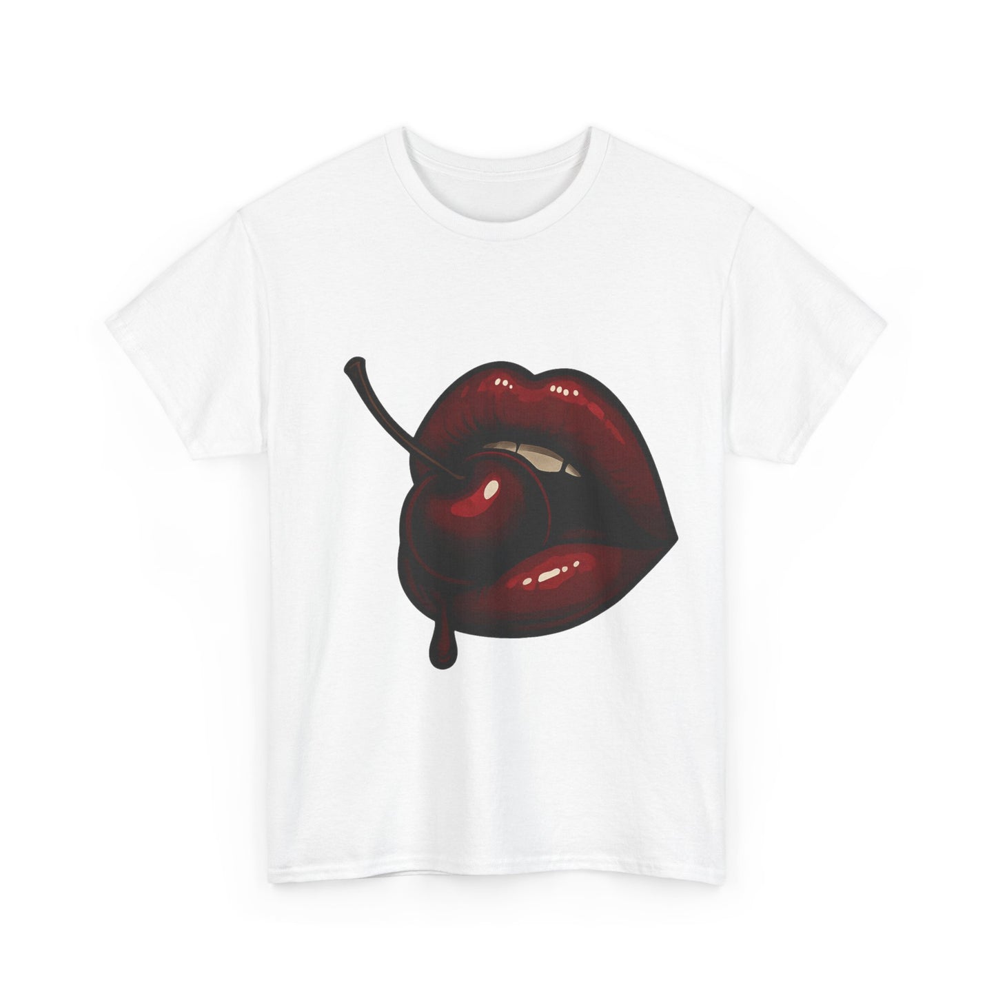 Labios de cereza seductores, diseño italiano, arte retro glam, bocado de fruta oscura