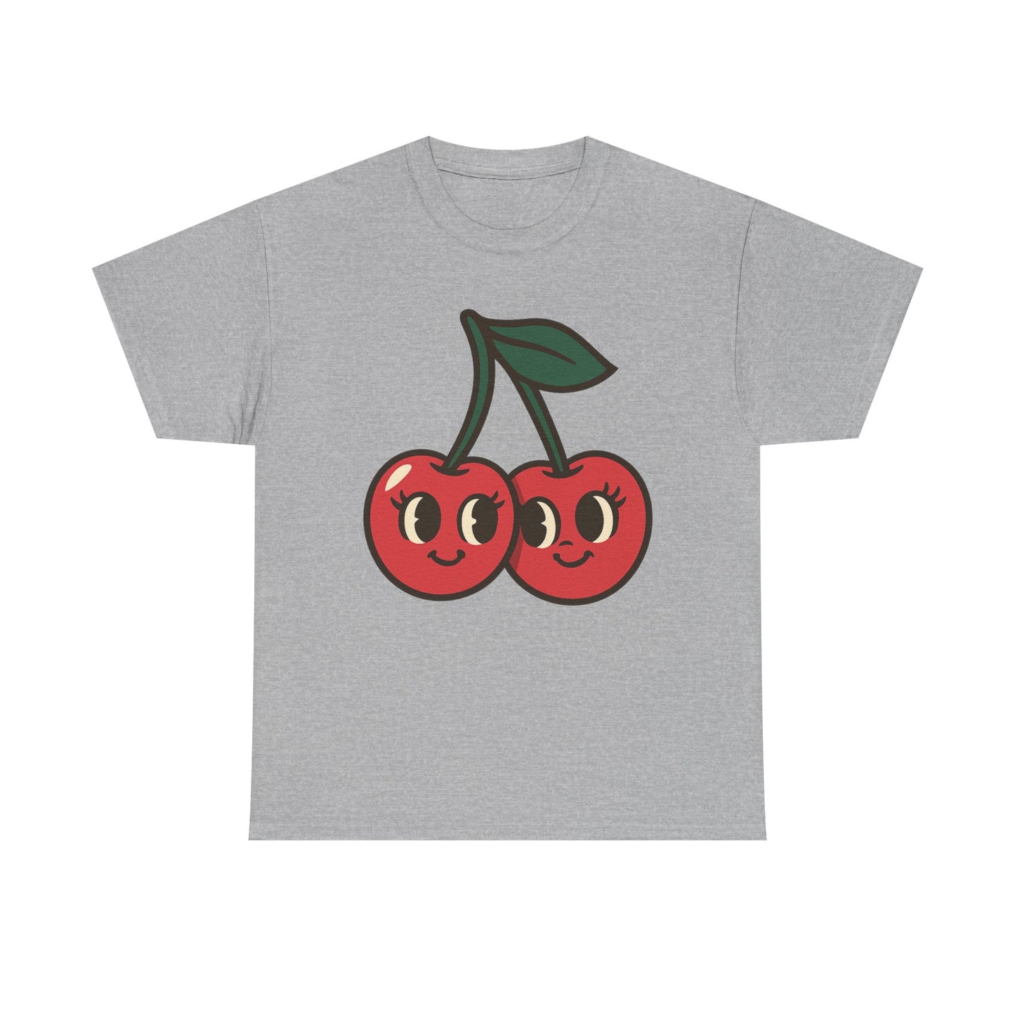 Cerezas lindas, diseño italiano, arte, estilo retro de dibujos animados, fruta con pestañas