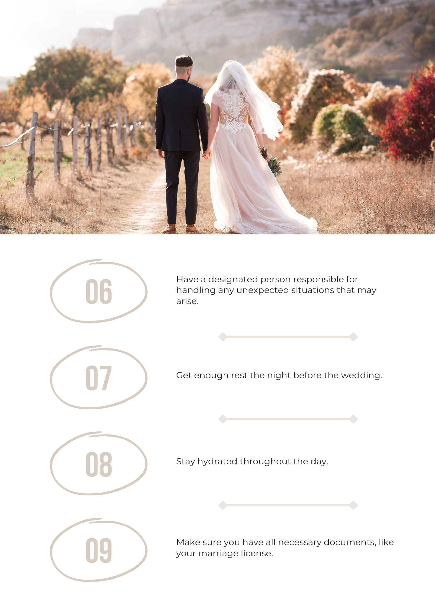 50 Essential Tips for a Stress-Free Wedding Day Canva Free Editable Template