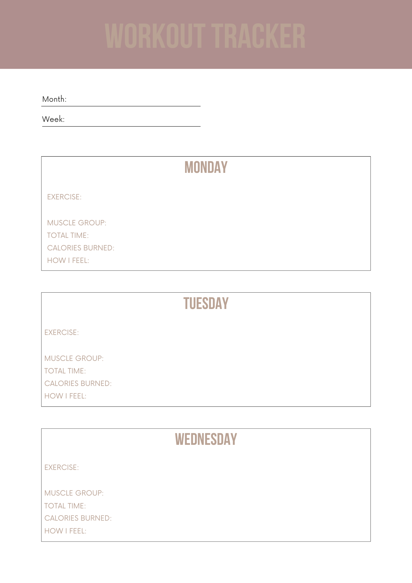 Fitness Planner Canva Free Editable Template