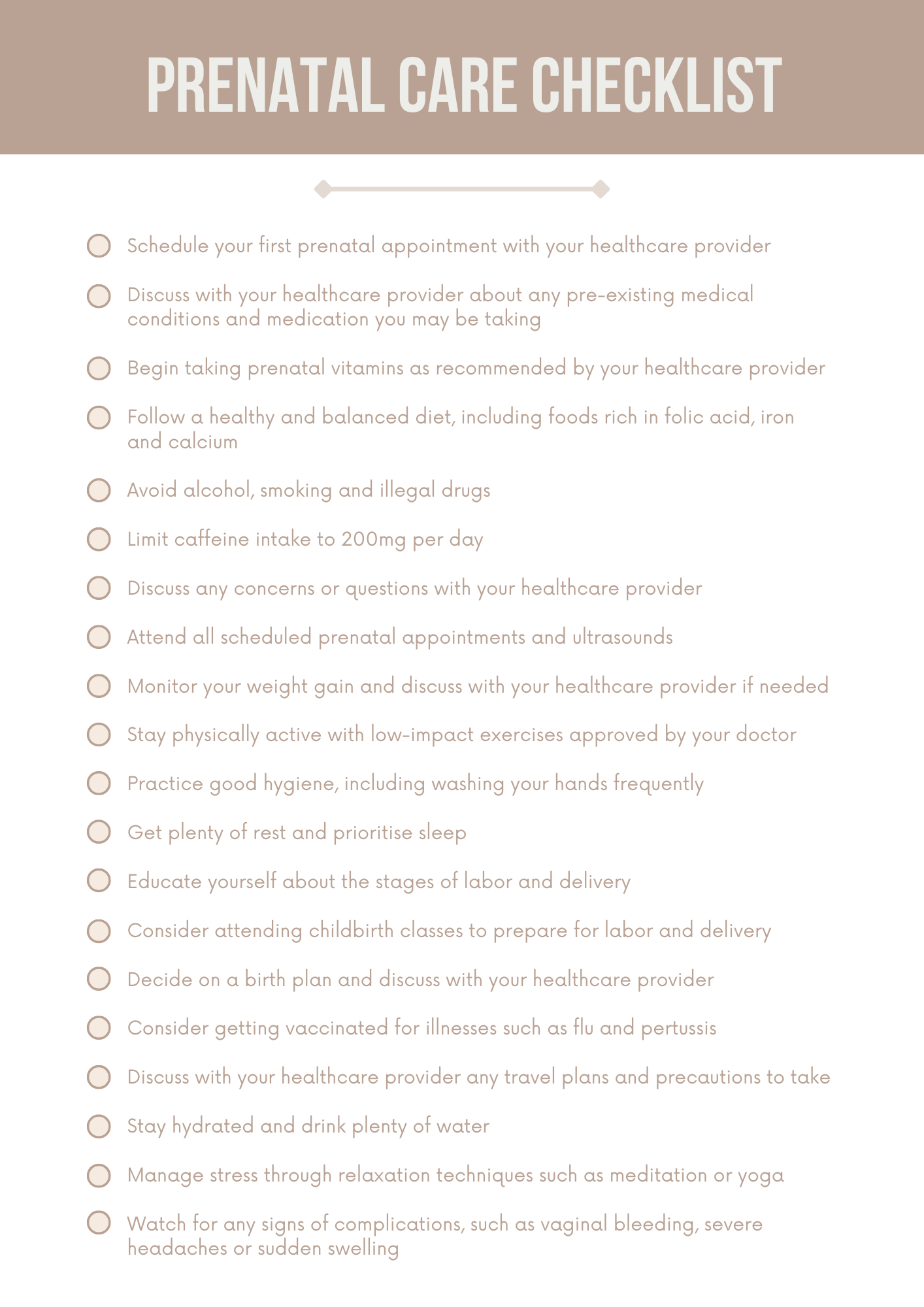 Pregnancy Checklists Canva Free Editable Template