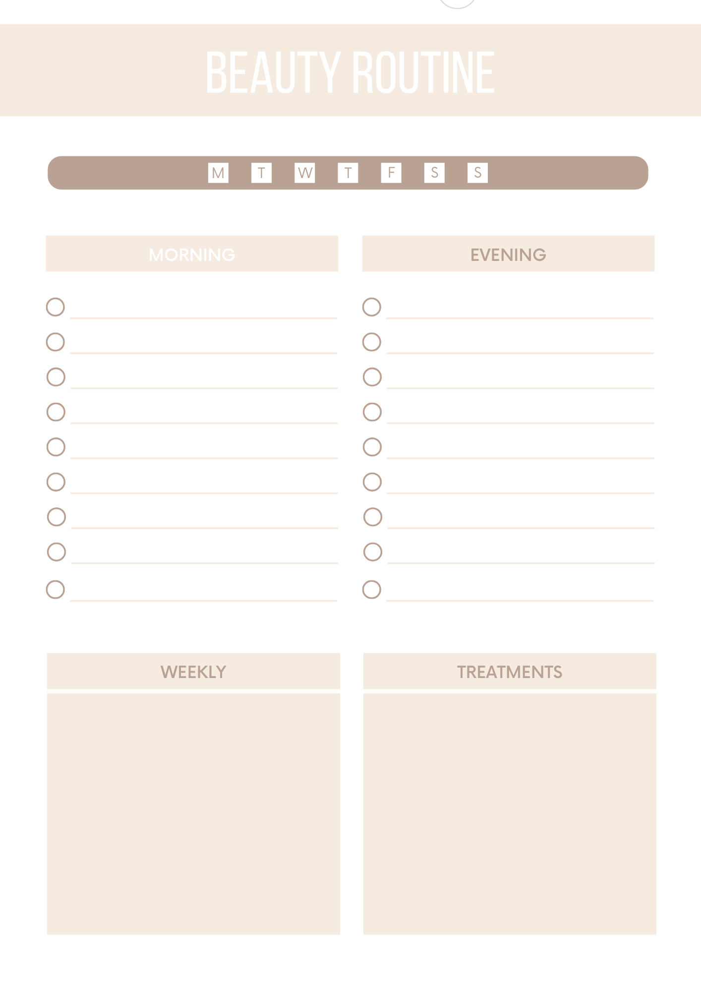 Beauty Planner Editable Canva Template for Skincare Routine