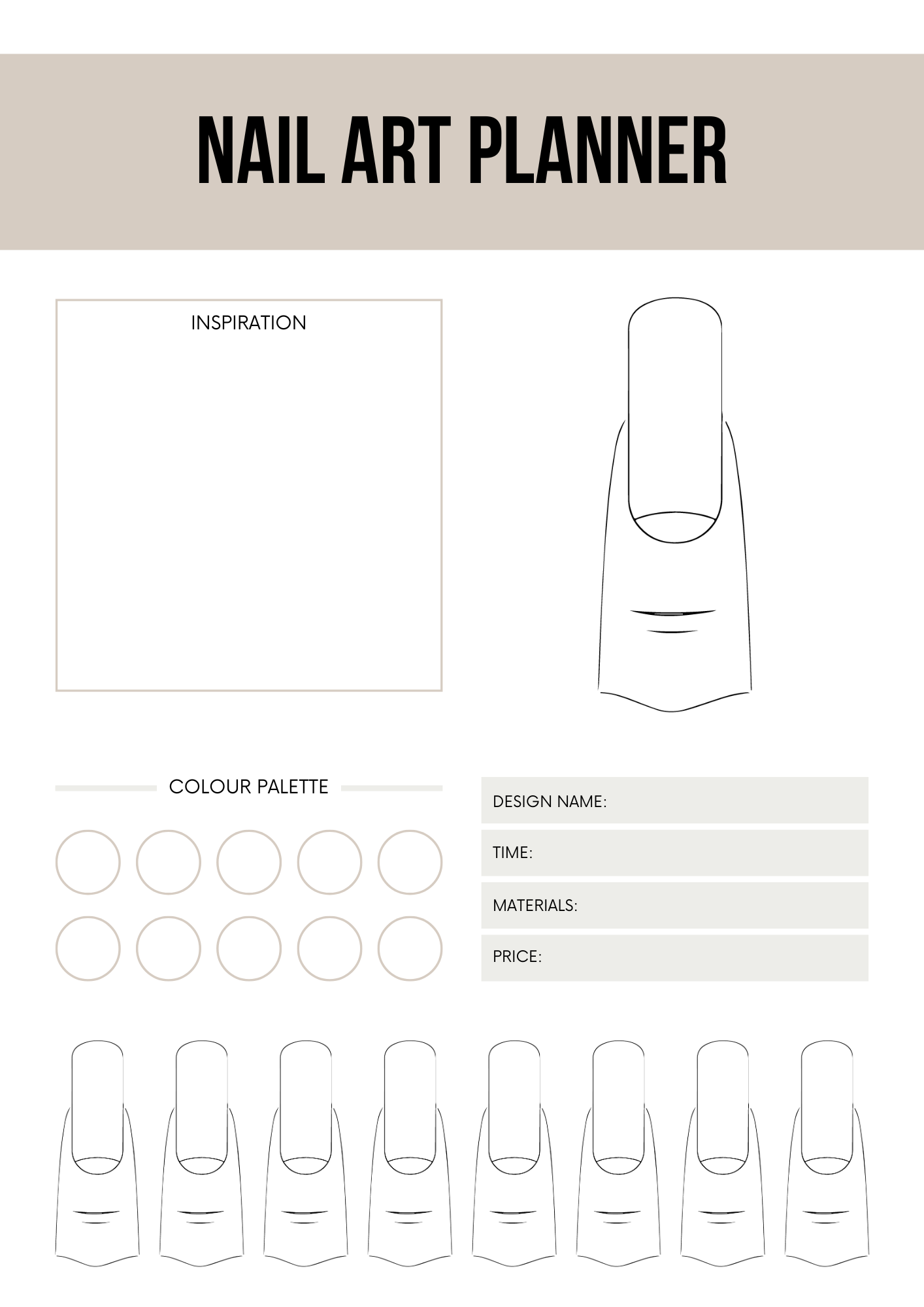 Printable Nail Art Planner Canva Template – Nail Design Organizer for Professionals & DIY