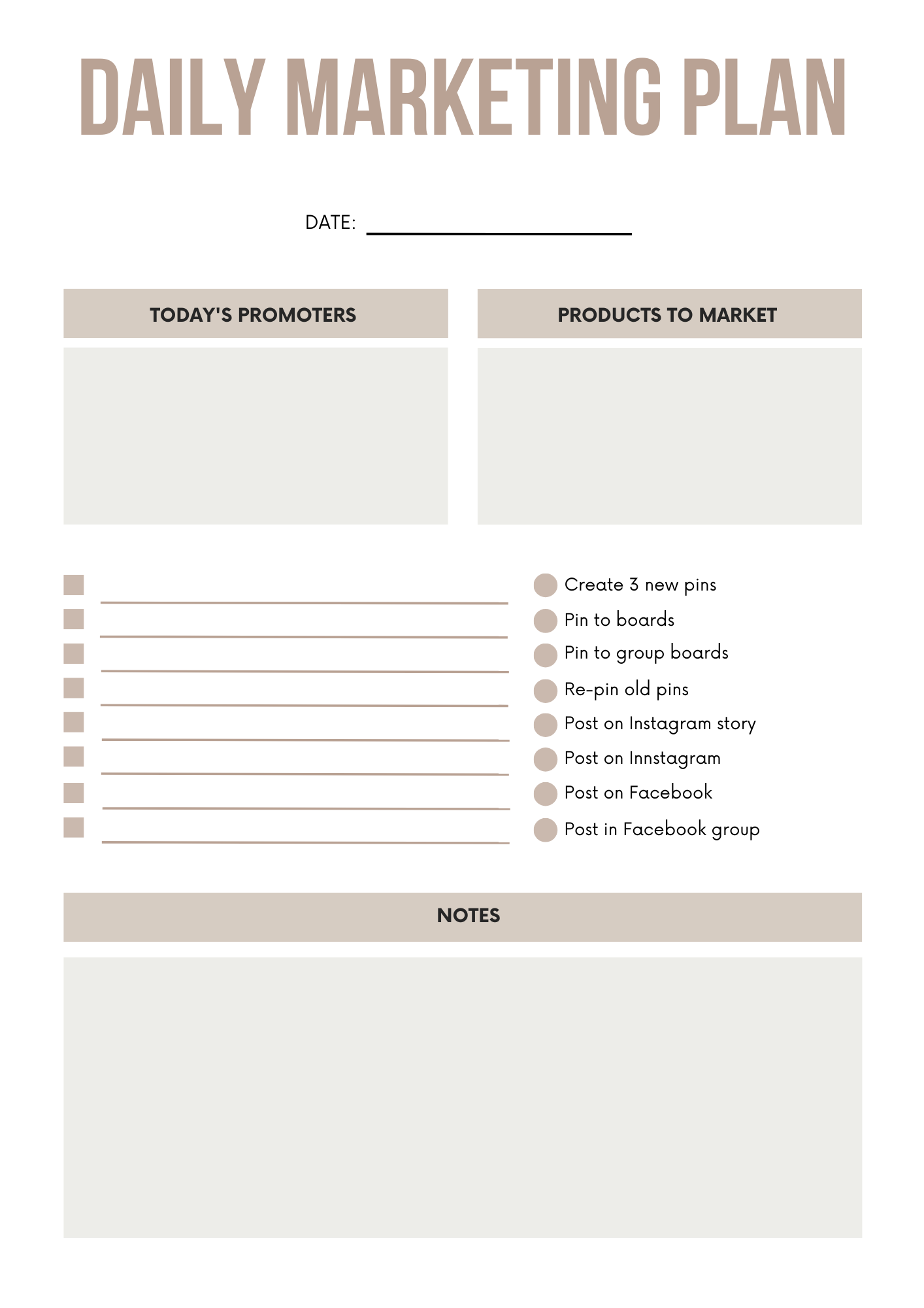 Social Media Marketing Planner Editable Canva Template for Strategy