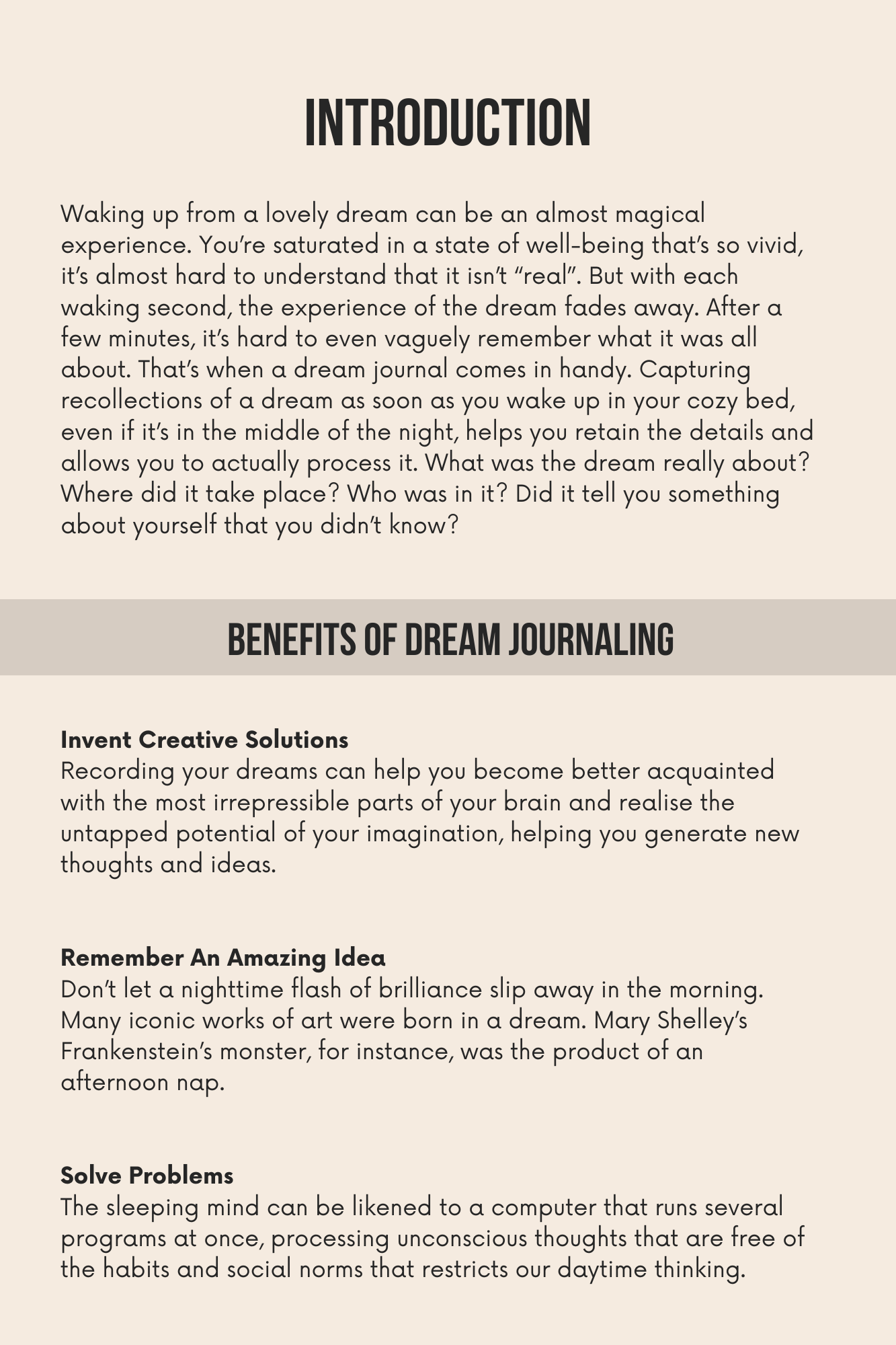Dream Journal Editable Canva Template for Nighttime Reflections