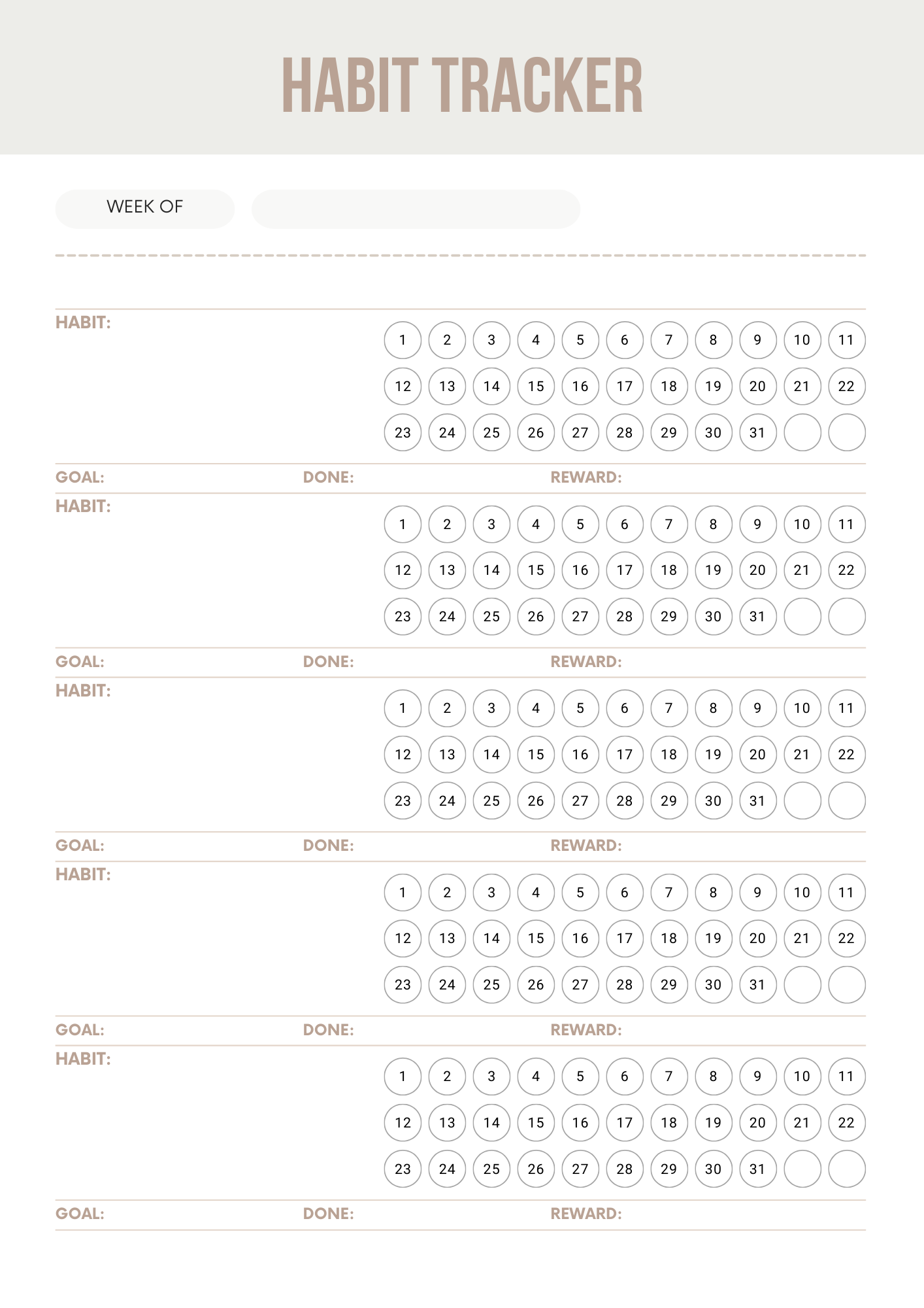 Habit Trackers Editable Canva Free Template for Daily Routine Planning