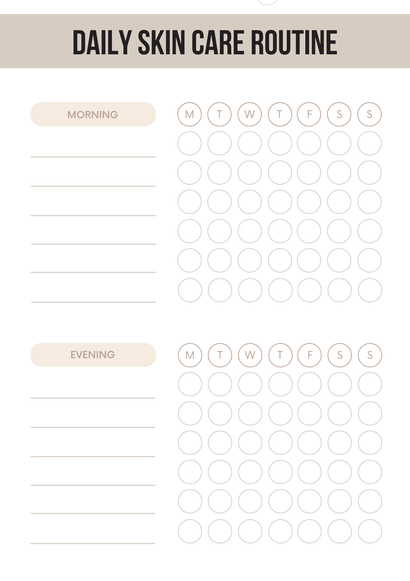 Skin Care Planner Editable Canva Template for Beauty Routines Tracking